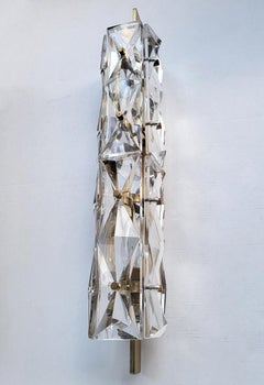 Pair of Stunning Huge German Vintage Glass and Brass Wall Lights Sconces, 1960s