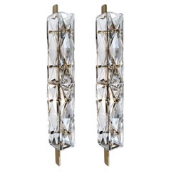 Pair of Stunning Huge German Retro Glass and Brass Wall Lights Sconces, 1960s