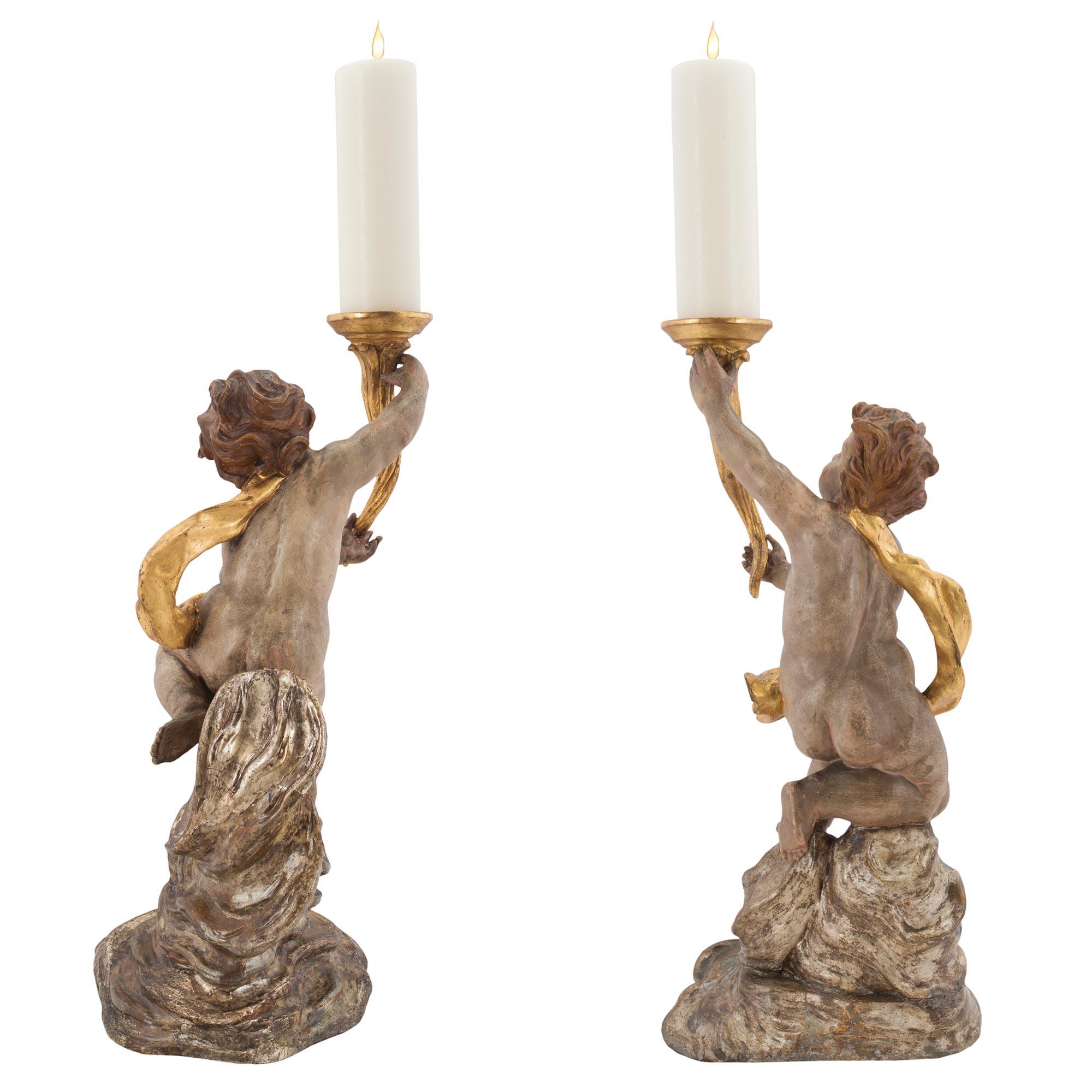 Pair of Stunning Italian Early 18th Century Candle Stands from Northern Italy 2