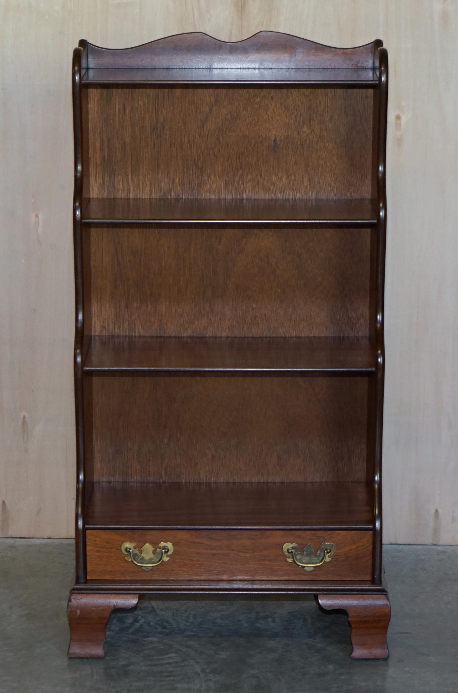Pair of Stunning J Sydney Smith Stamped Hardwood Open Waterfall Dwarf Bookcases 7