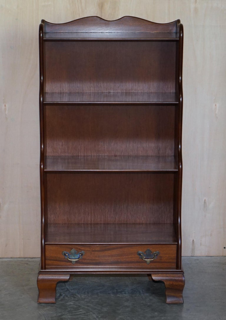 Pair of Stunning J Sydney Smith Stamped Hardwood Open Waterfall Dwarf Bookcases For Sale at 1stDibs