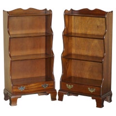 Pair of Stunning J Sydney Smith Stamped Hardwood Open Waterfall Dwarf Bookcases