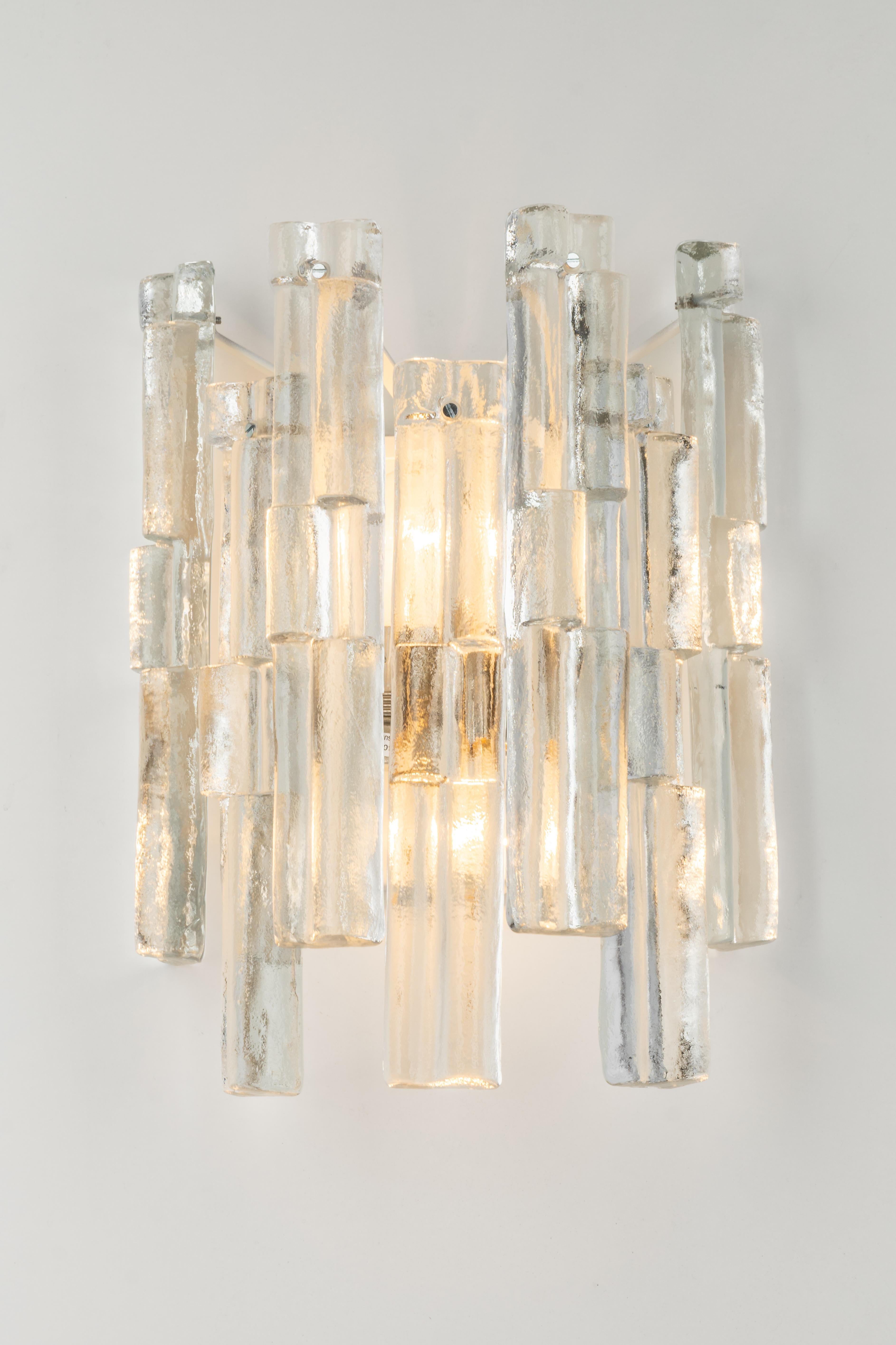 Mid-20th Century Pair of Stunning Large Kalmar Sconces Wall Lights, Austria, 1960s For Sale