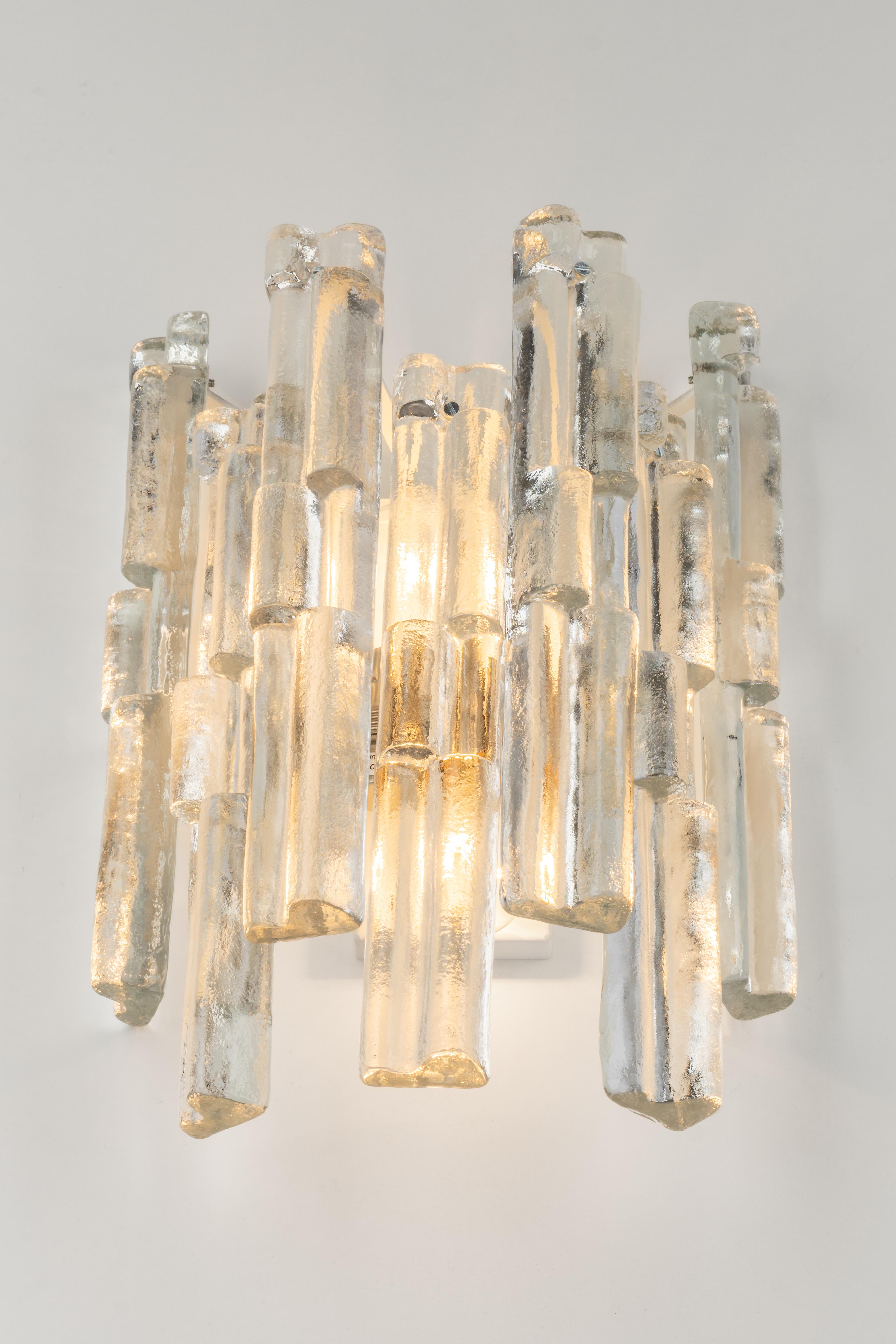 Murano Glass Pair of Stunning Large Kalmar Sconces Wall Lights, Austria, 1960s For Sale