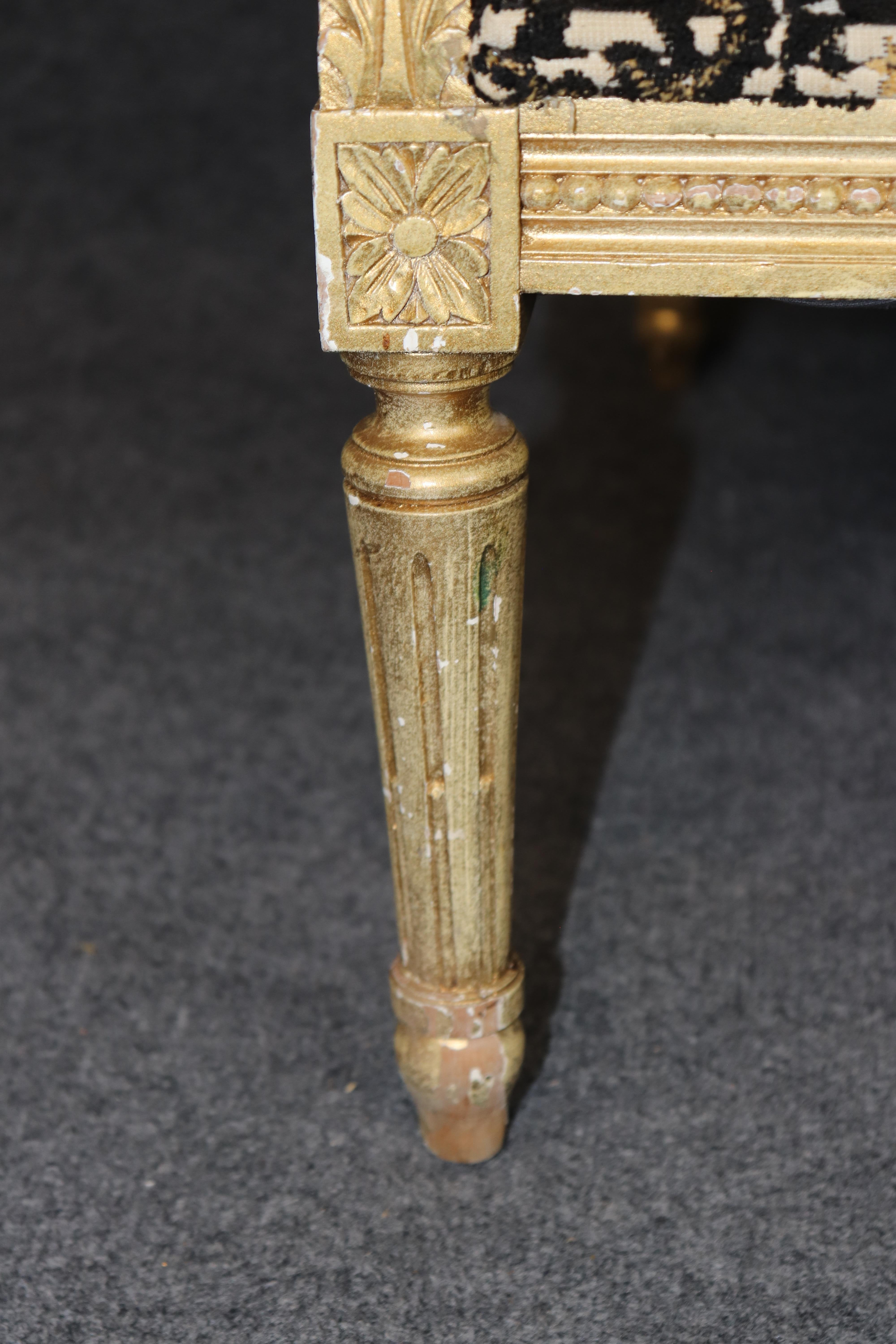 Pair of Stunning Louis XVI Style Gilt Carved Bergere Chairs For Sale 3