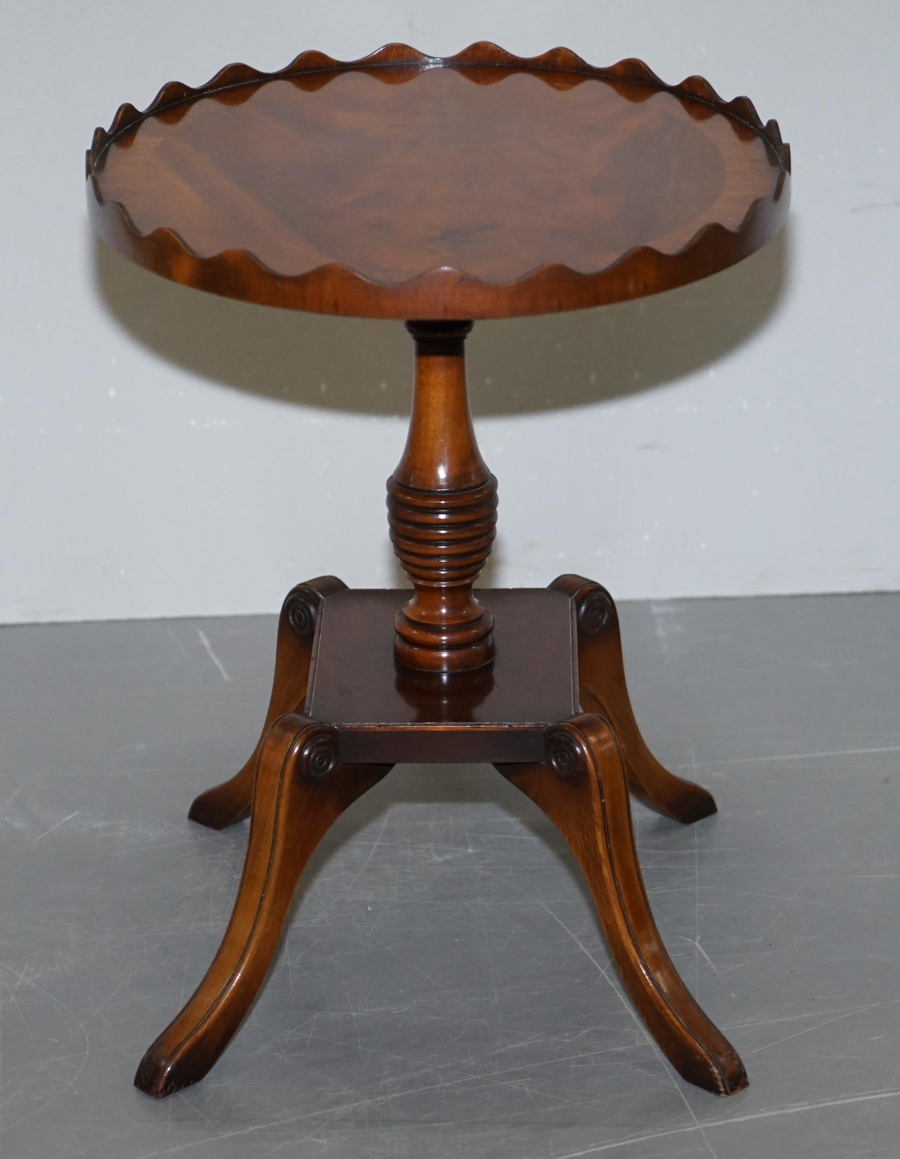 Pair of Stunning Hardwood Oval Side End Lamp Wine Tables, Carved Gallery Rails 4