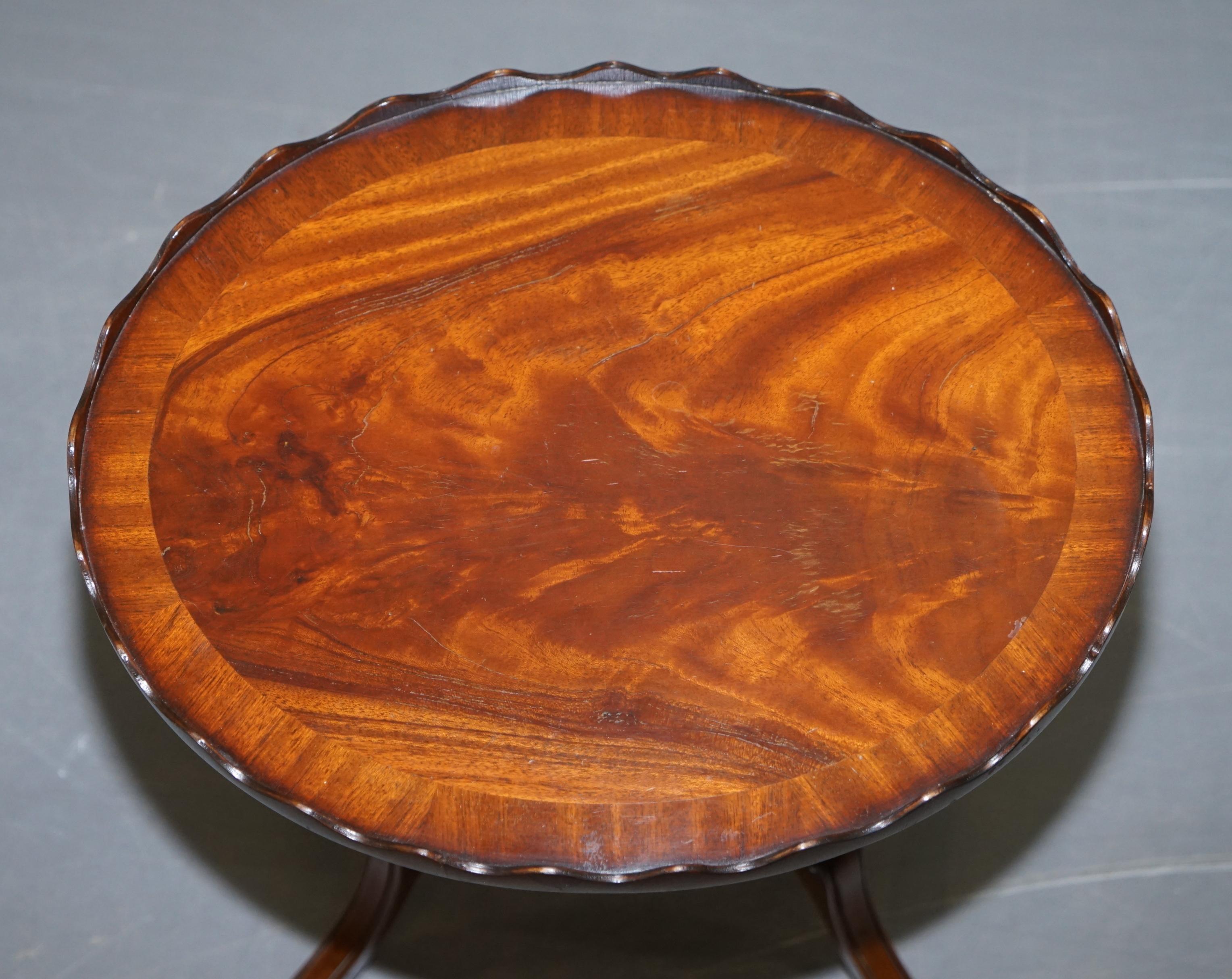 Hand-Crafted Pair of Stunning Hardwood Oval Side End Lamp Wine Tables, Carved Gallery Rails