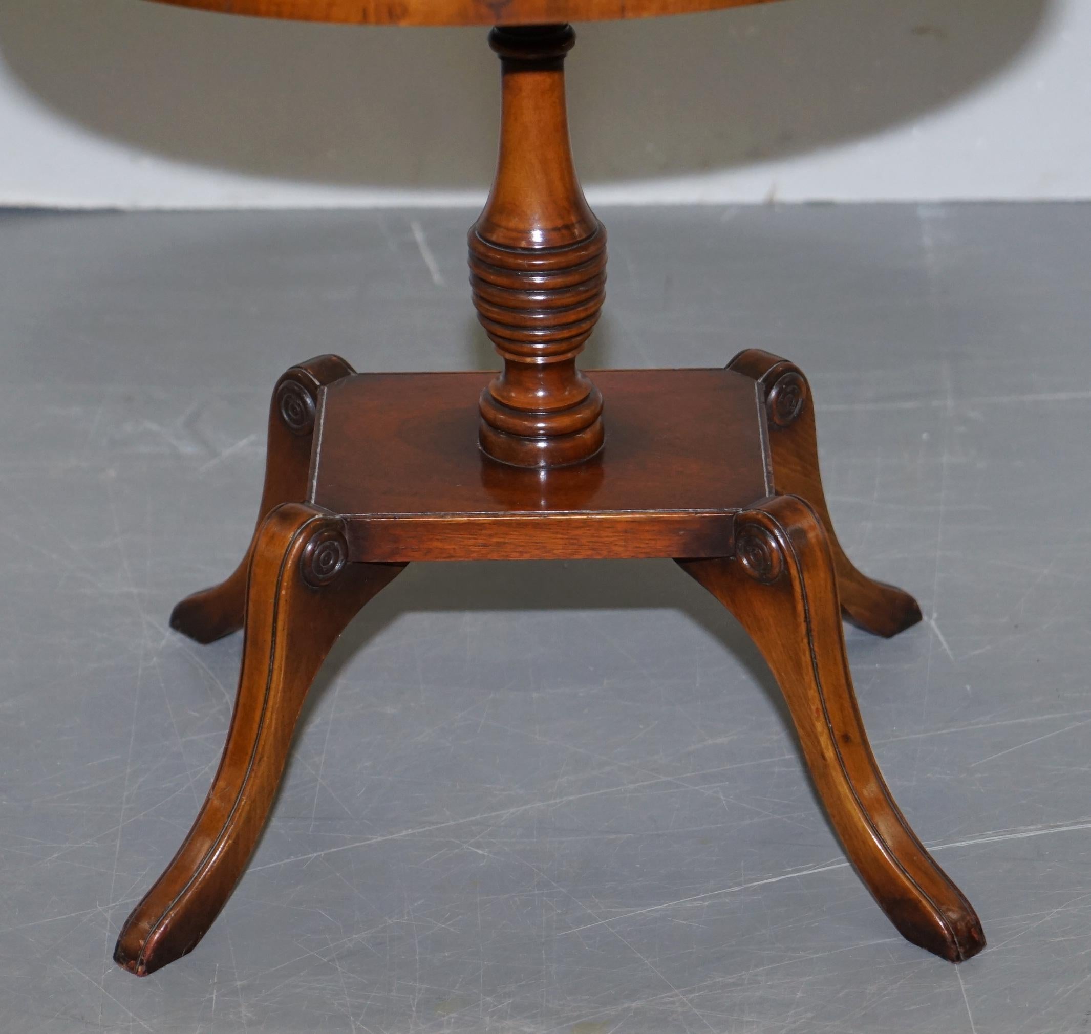 Pair of Stunning Hardwood Oval Side End Lamp Wine Tables, Carved Gallery Rails 1