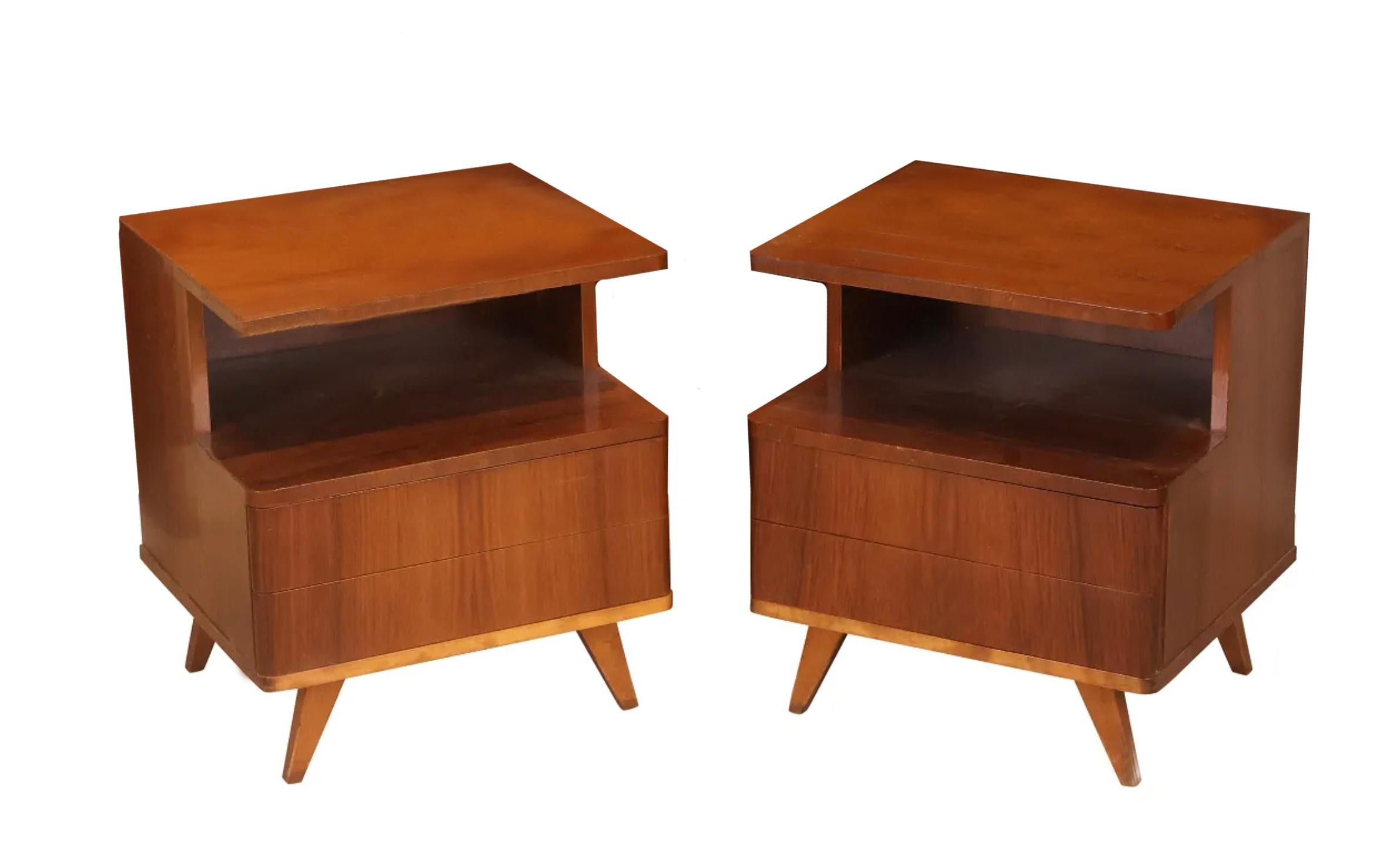 Woodwork Pair of Stunning Mid century 2 Drawer teak nightstands Made in Sweden For Sale