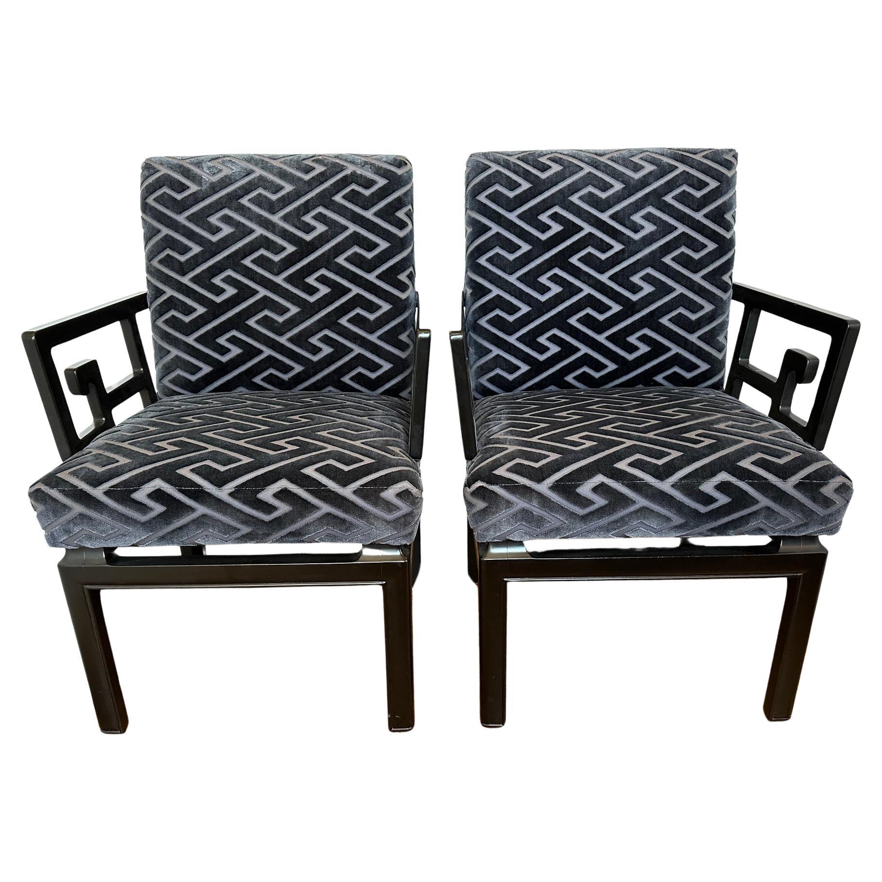 Pair of Stunning Mid Century Modern Michael Taylor for Baker Chevron Arm Chairs