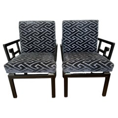 Pair of Stunning Mid Century Modern Michael Taylor for Baker Chevron Arm Chairs