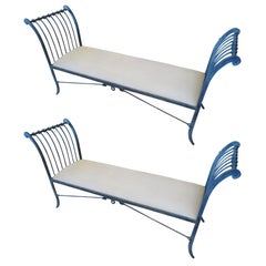 Pair of Stunning Neoclassical Iron Window Benches by Niermann Weeks