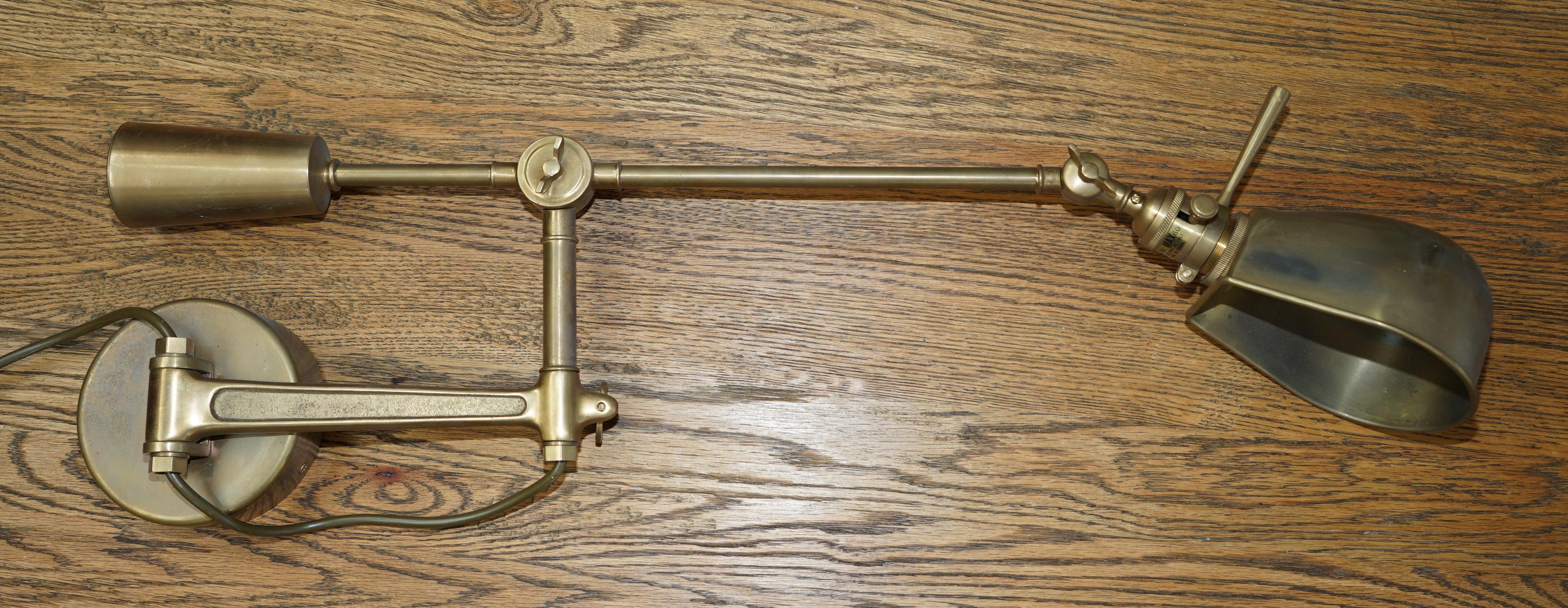 Modern Pair of Stunning Ralph Lauren Boom Arm Brass Wall Adjustable Lamps
