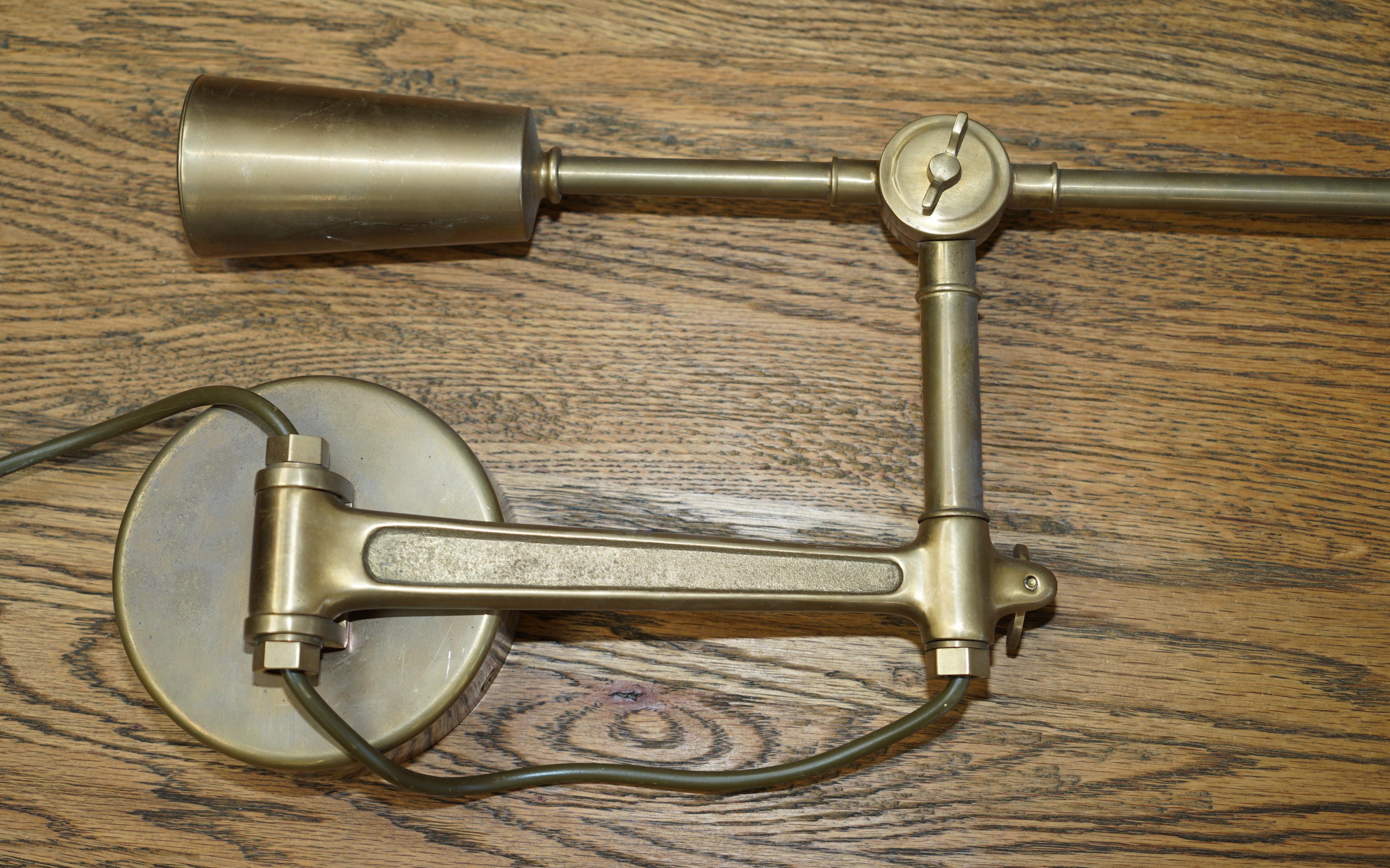 English Pair of Stunning Ralph Lauren Boom Arm Brass Wall Adjustable Lamps