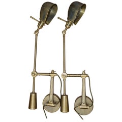 Pair of Stunning Ralph Lauren Boom Arm Brass Wall Adjustable Lamps