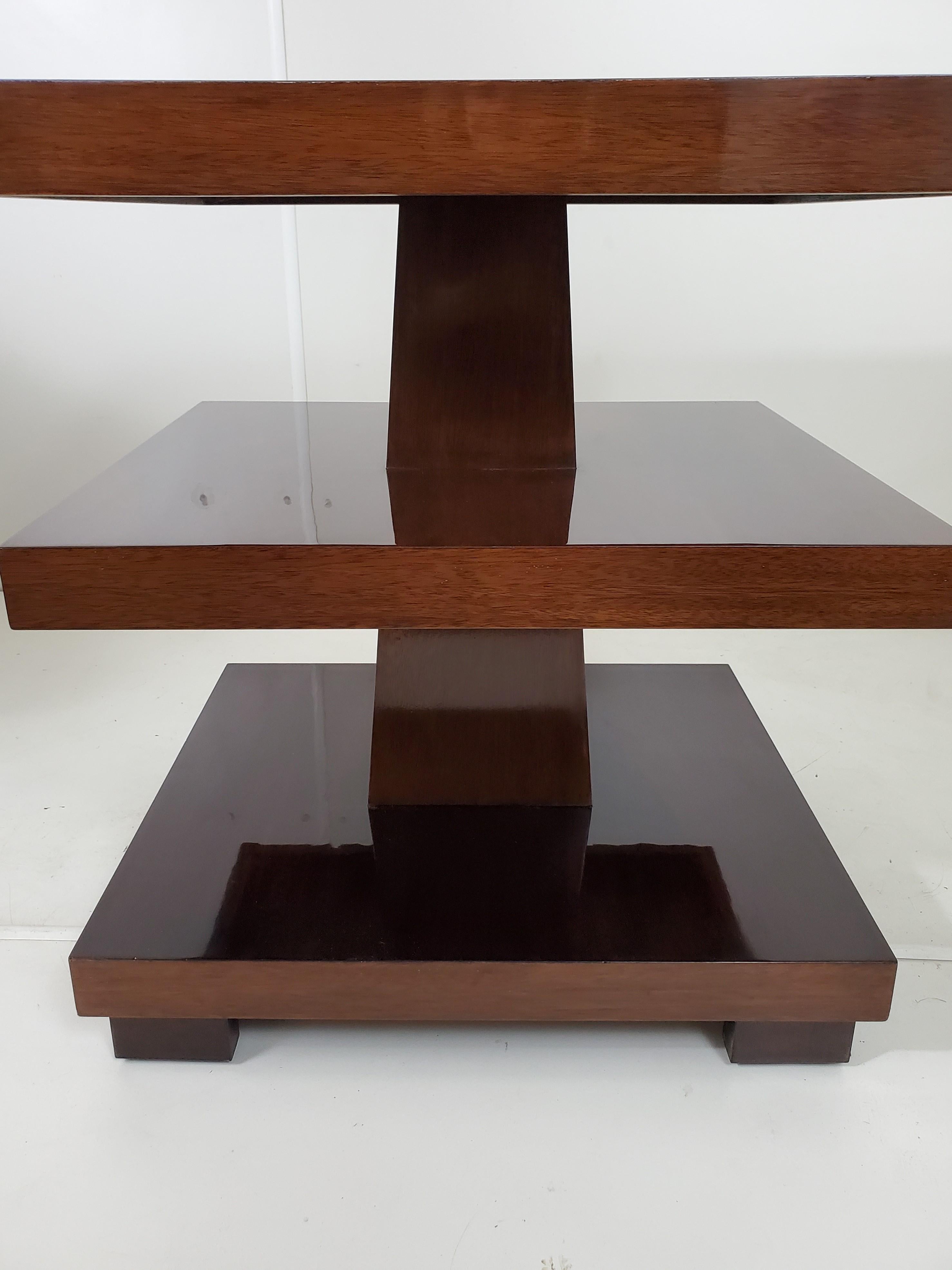 Pair of Stunning Rectangular, Three Tiered Mahogany End/ Side Tables 1