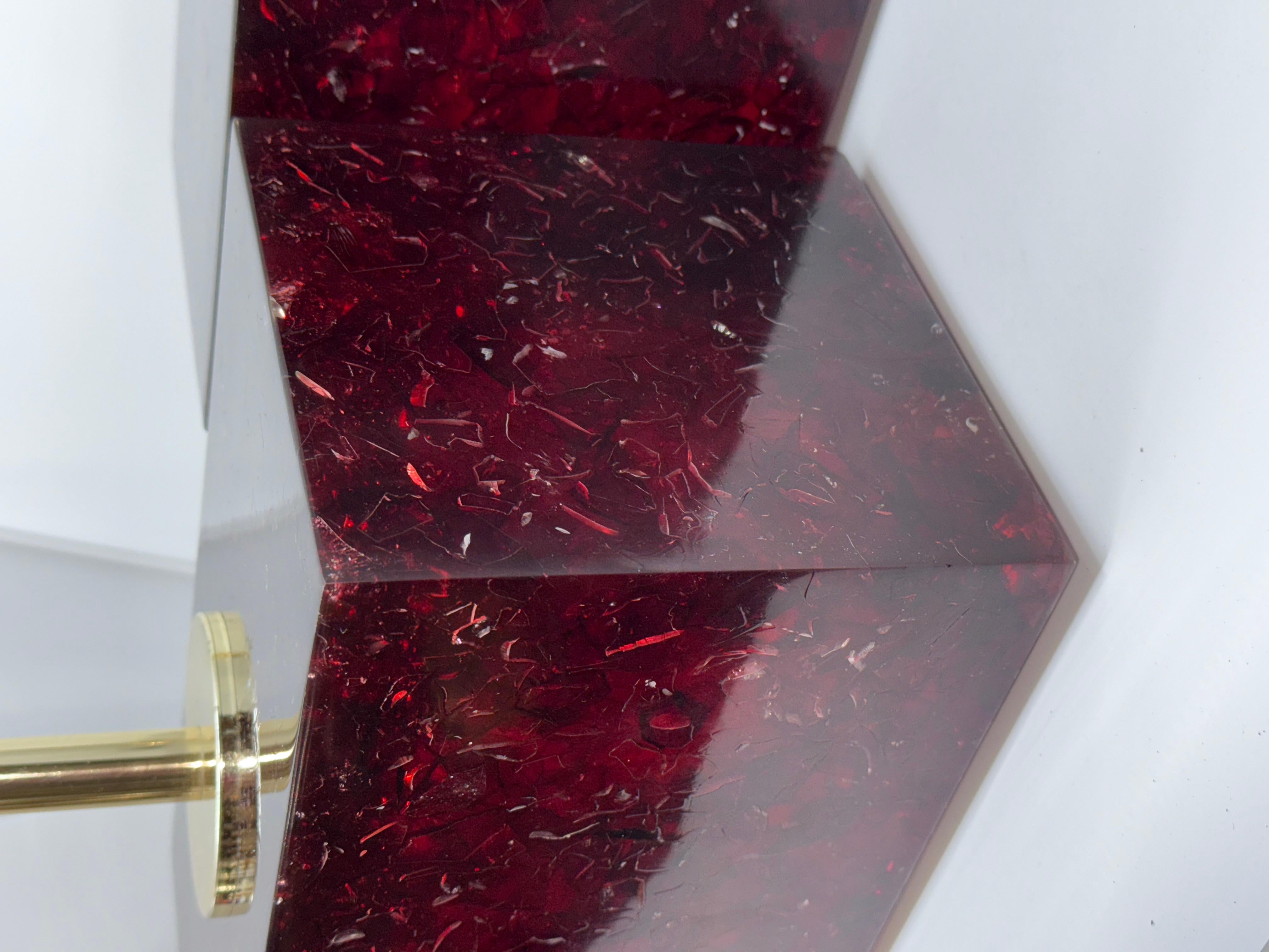 Pair of Stunning Red Fractal Resin Lamps For Sale 6