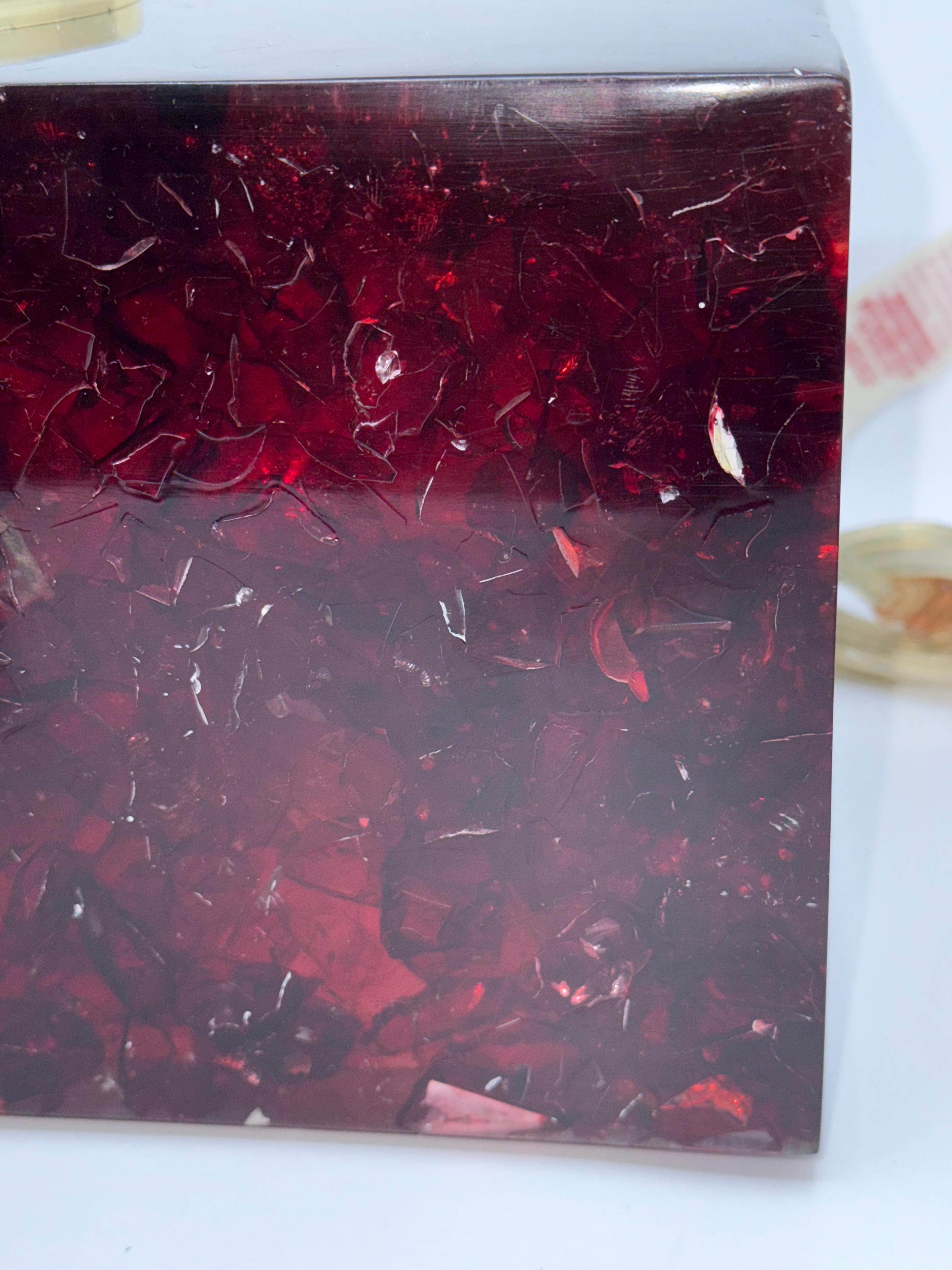 Pair of Stunning Red Fractal Resin Lamps For Sale 11