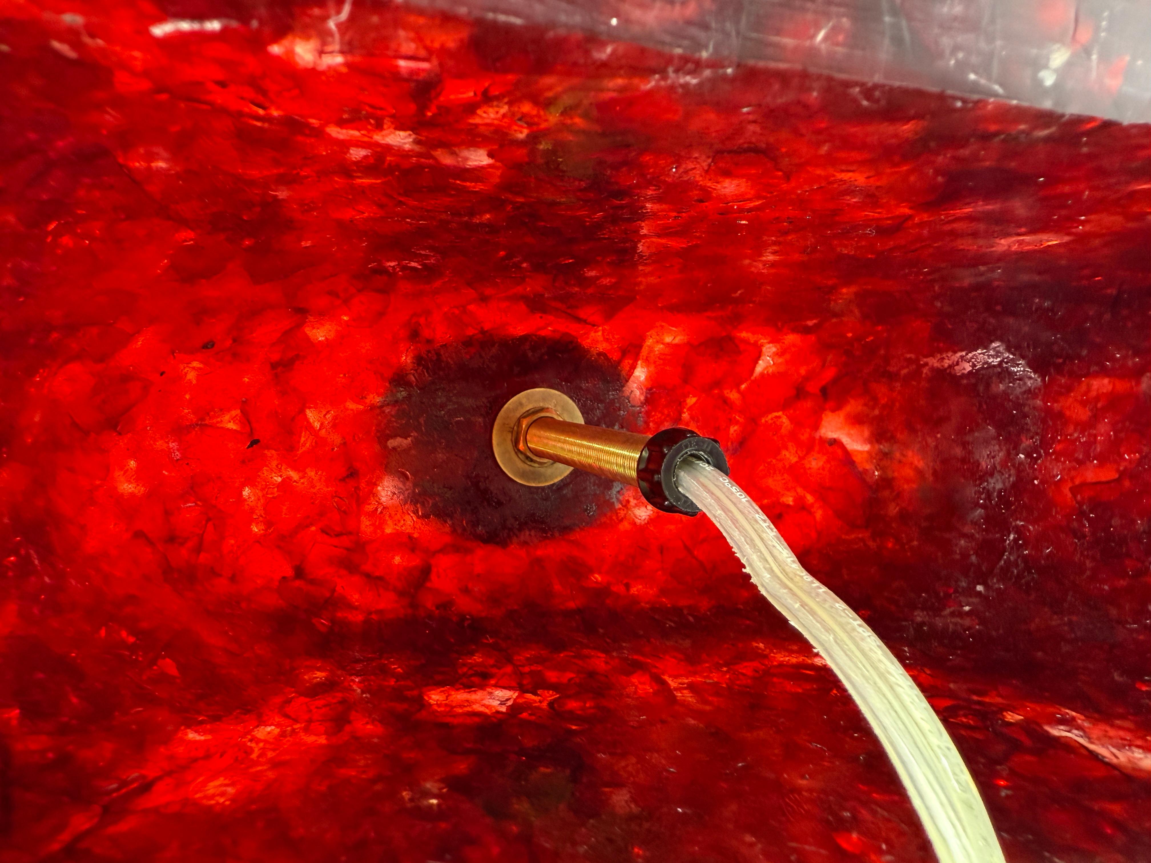 Pair of Stunning Red Fractal Resin Lamps For Sale 1