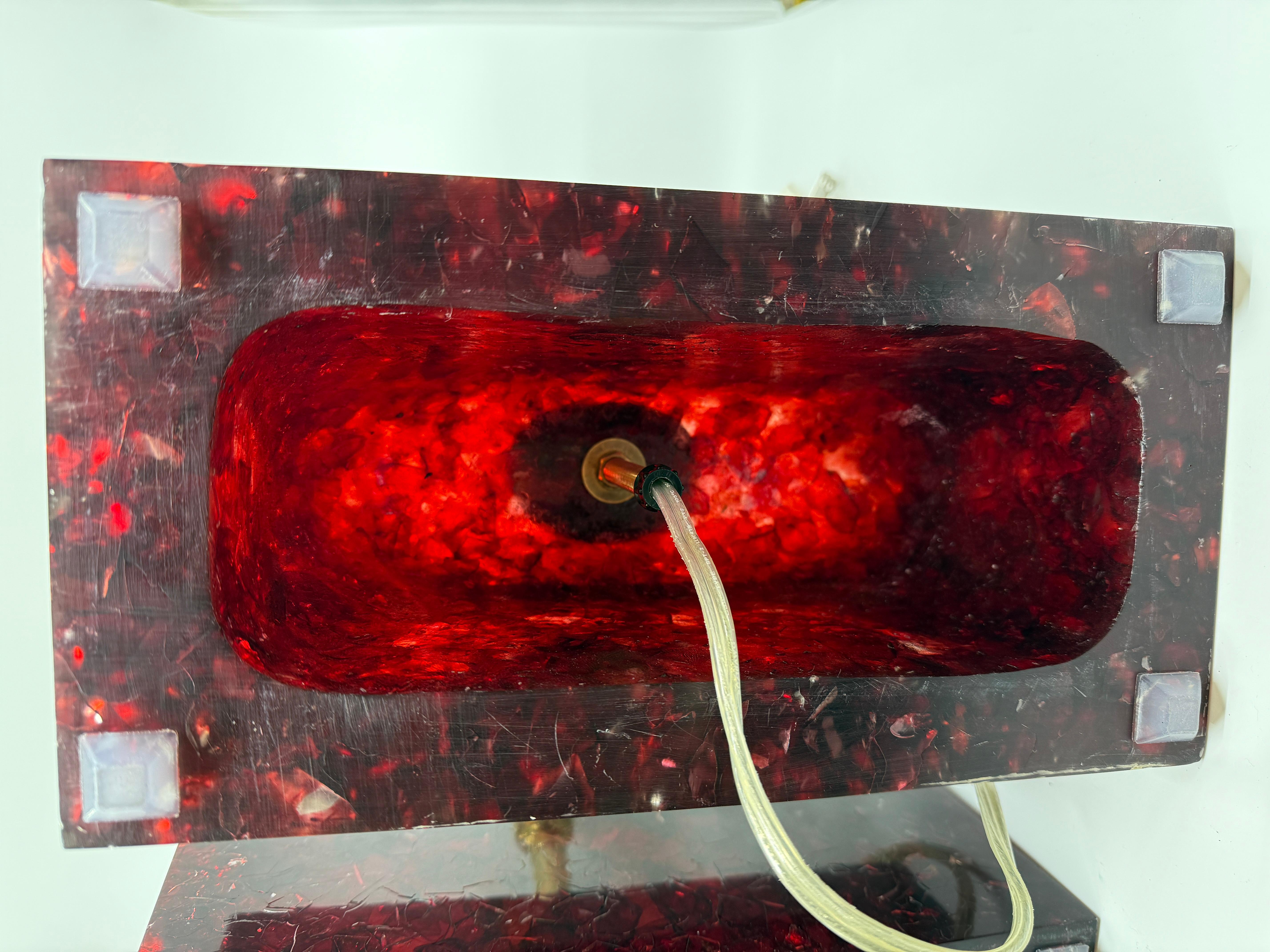 Pair of Stunning Red Fractal Resin Lamps For Sale 2