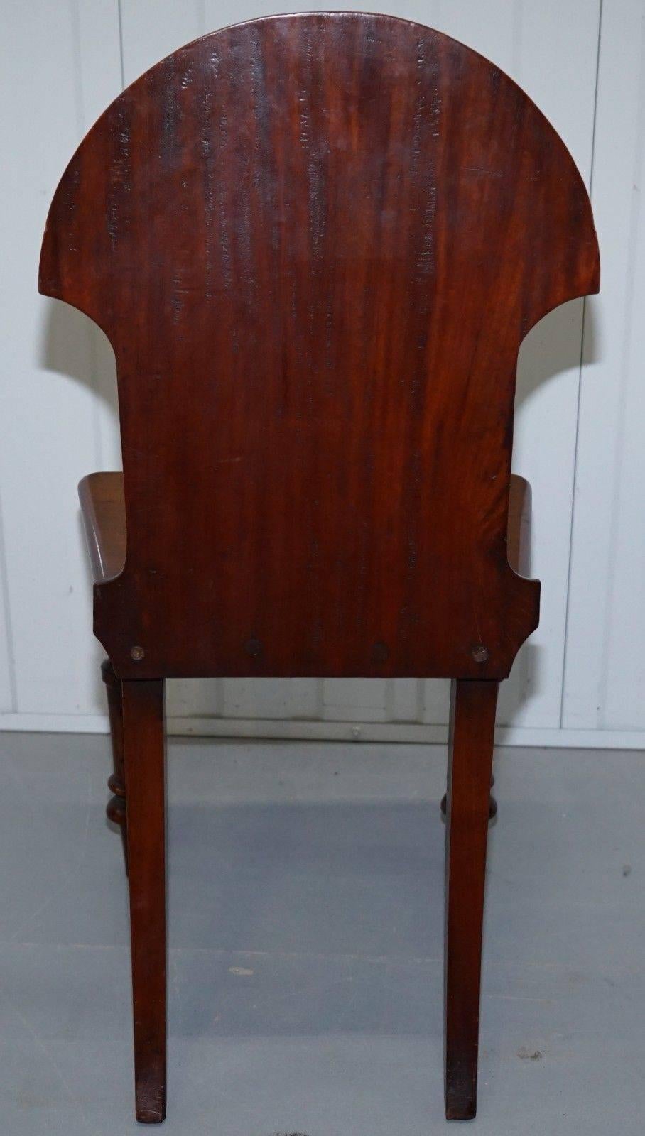 Pair of Stunning Regency Mahogany circa 1830 Shield Back Hall Chairs Nice Patina 2