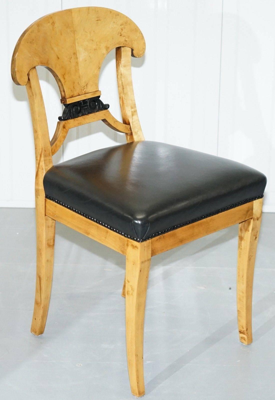 Pair of Stunning Swedish Biedermeier Satin Birch Wood Occasional Chairs Desk 6