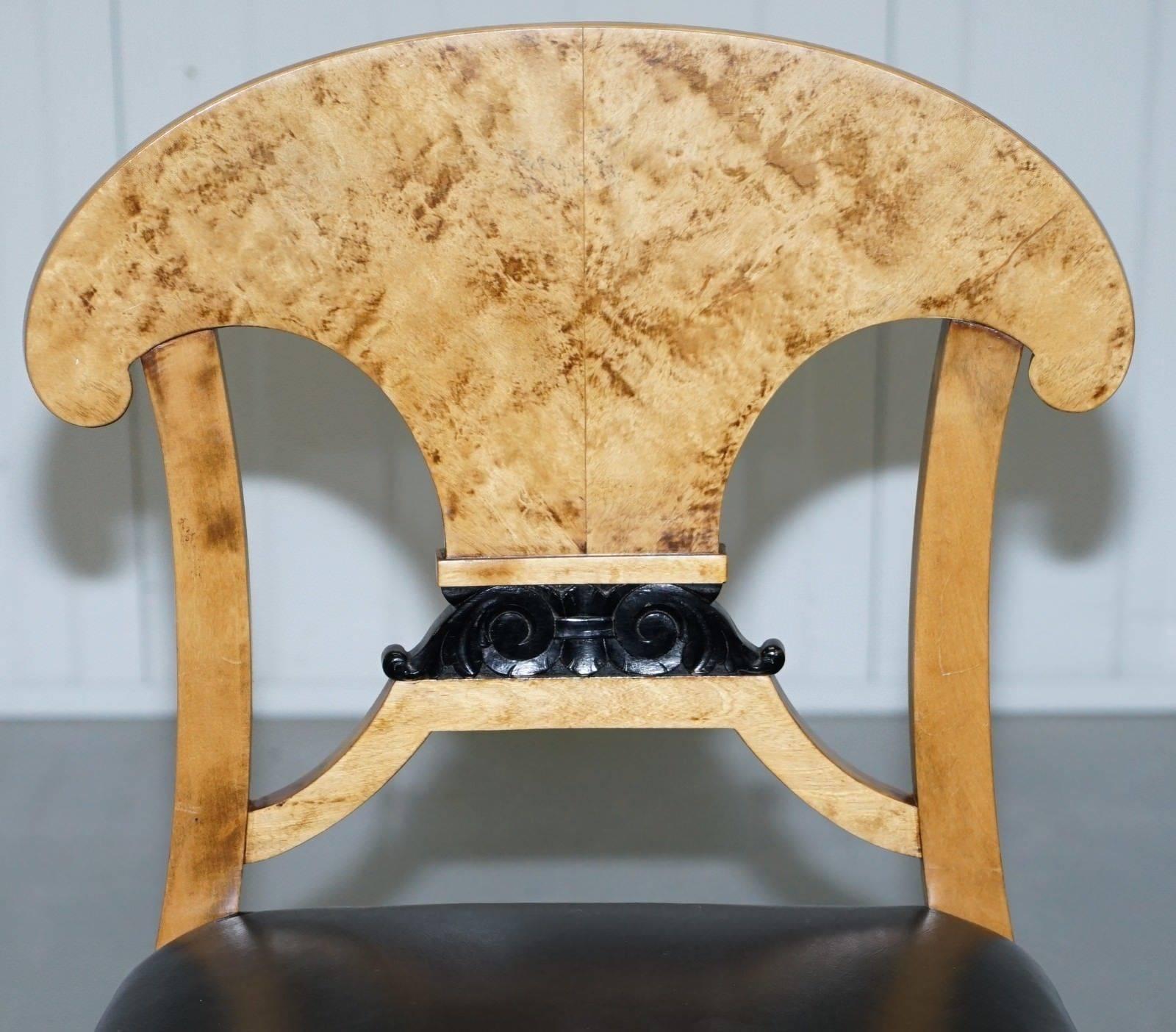 19th Century Pair of Stunning Swedish Biedermeier Satin Birch Wood Occasional Chairs Desk