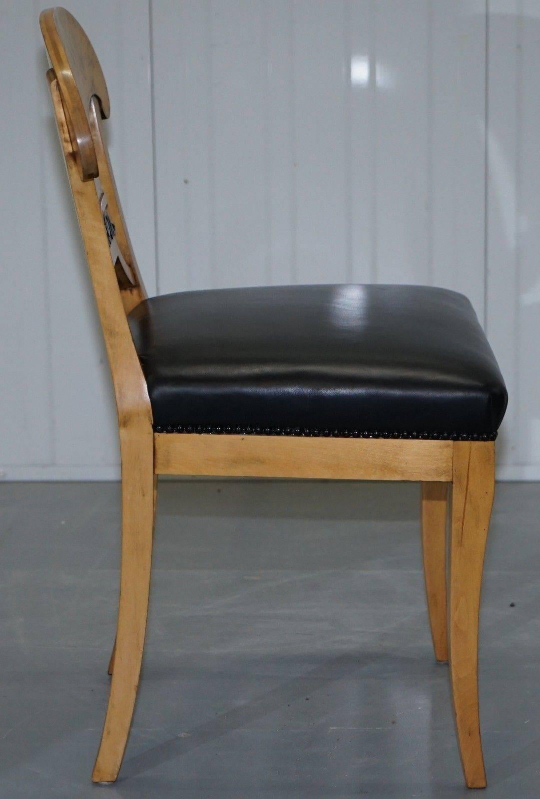 Pair of Stunning Swedish Biedermeier Satin Birch Wood Occasional Chairs Desk 1