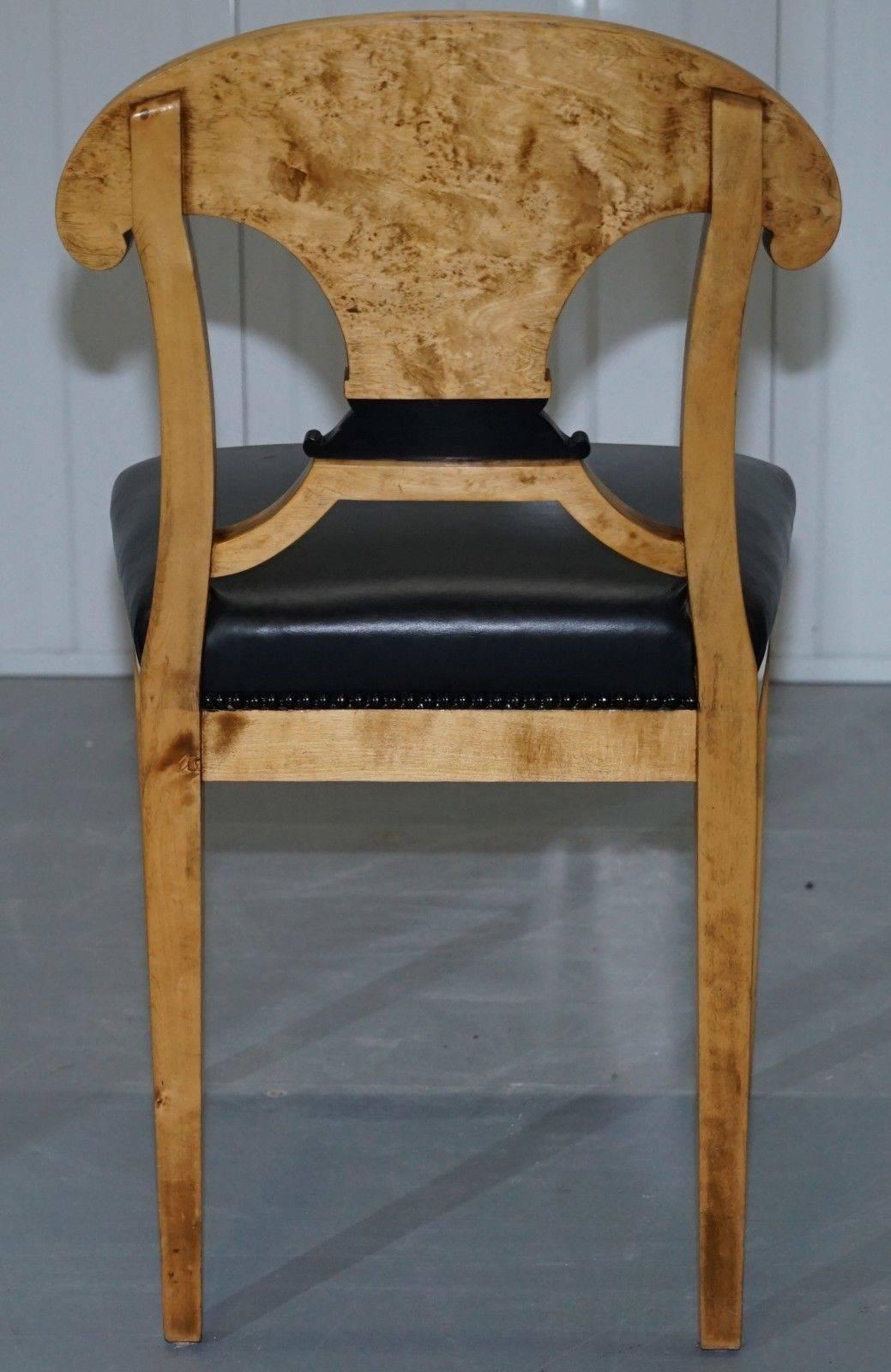Pair of Stunning Swedish Biedermeier Satin Birch Wood Occasional Chairs Desk 2