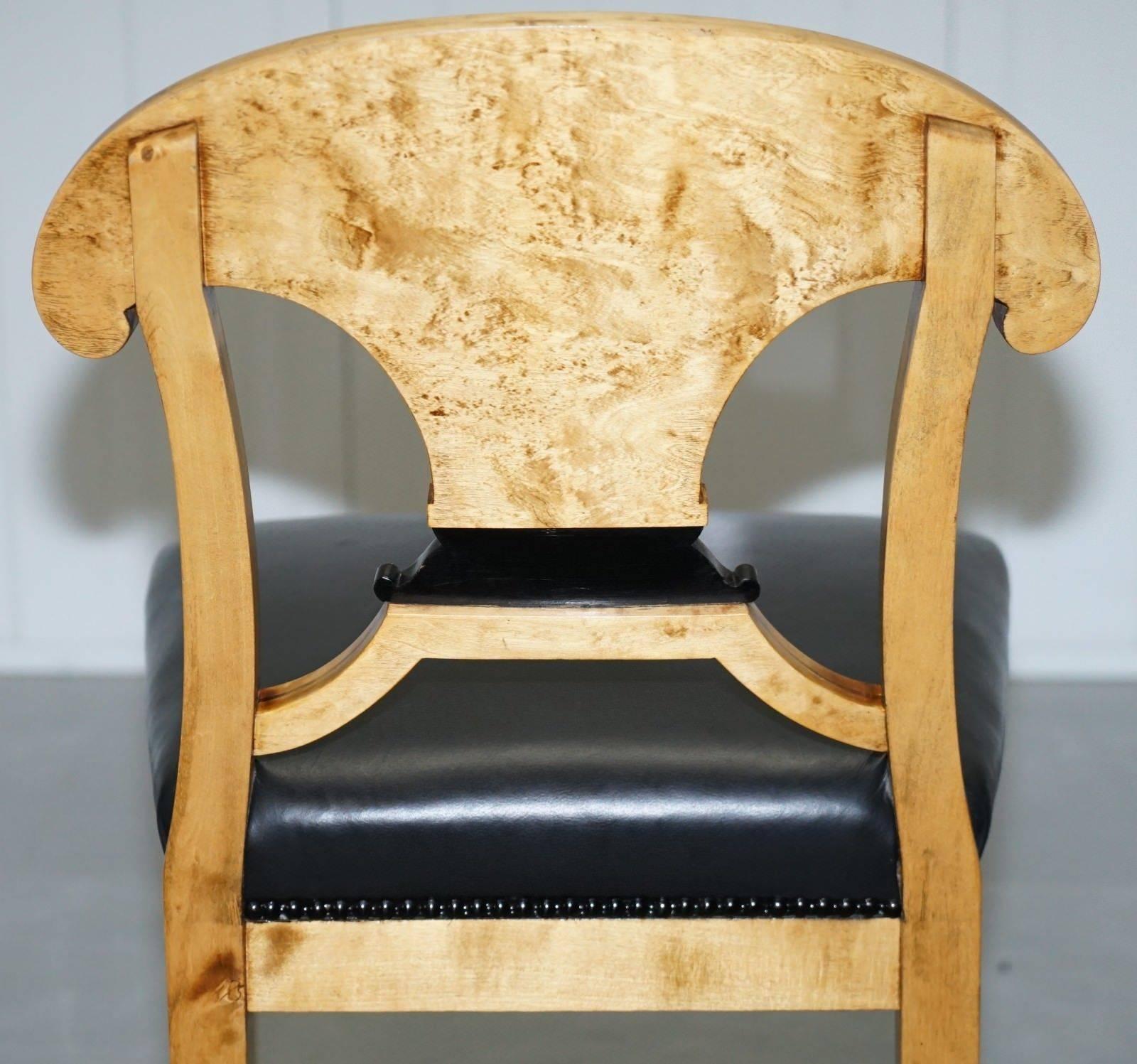 Pair of Stunning Swedish Biedermeier Satin Birch Wood Occasional Chairs Desk 3