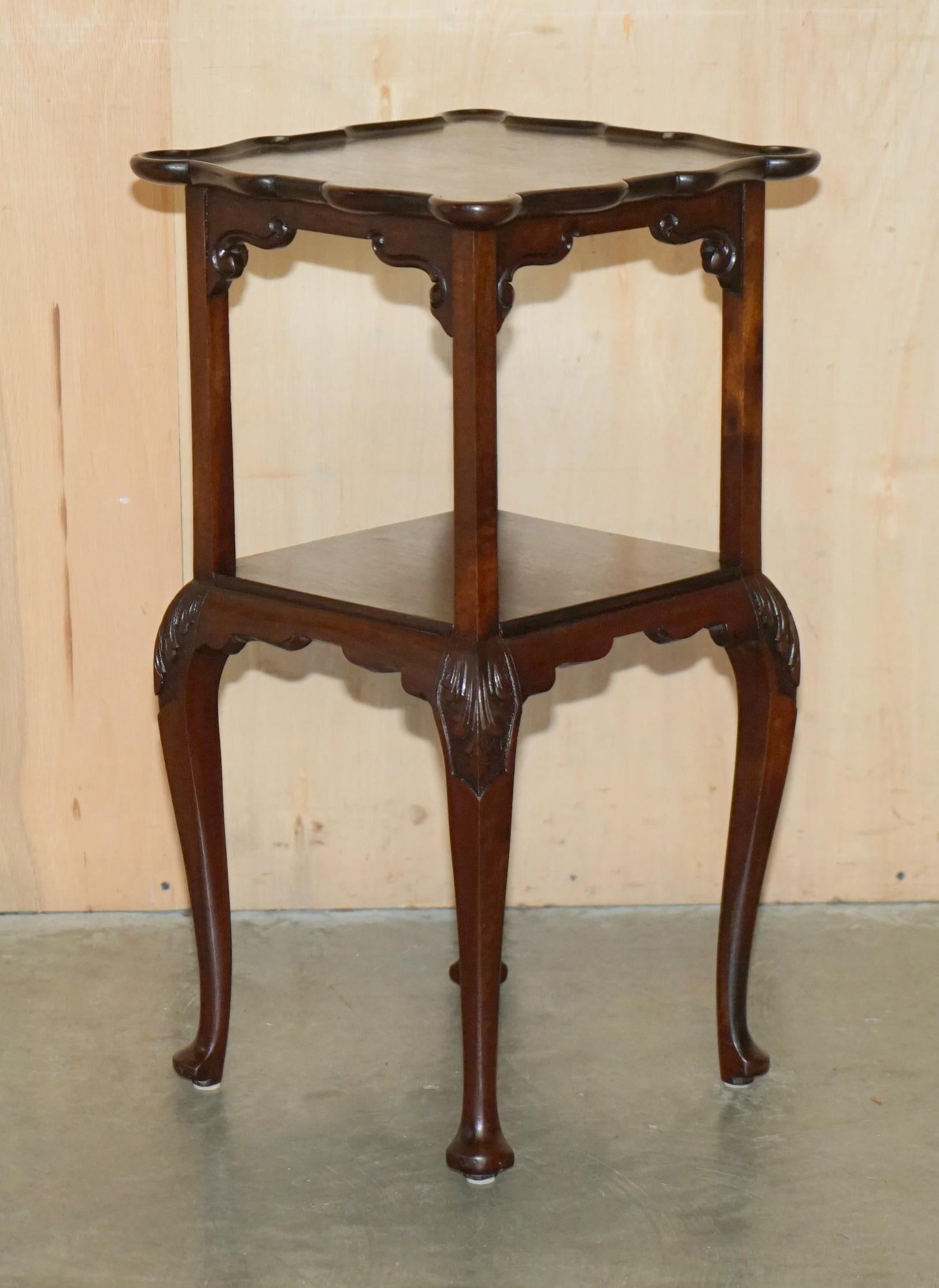 Chippendale PAIR OF STUNNING THOMAS CHIPPENDALE STYLE TWO TIERED HARDWOOD SIDE END TABLEs For Sale