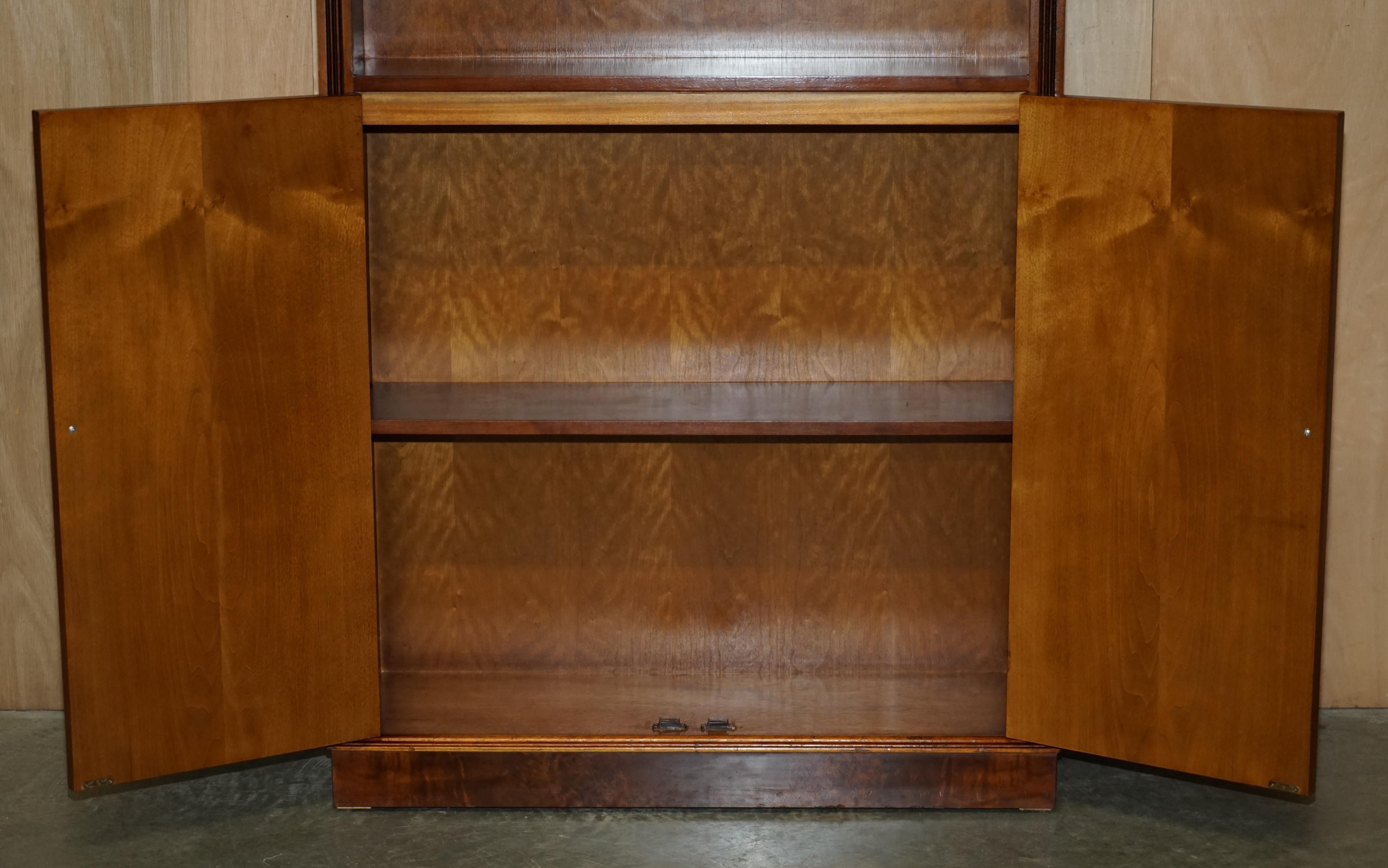 Pair of Stunning Vintage Burr & Burl Walnut Open Library Bookcases Cupboard Base For Sale 11