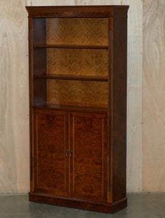 Pair of Stunning Vintage Burr & Burl Walnut Open Library Bookcases Cupboard Base