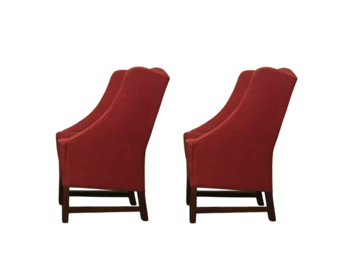 Pair of Stylised Porter's Wingback Armchairs For Sale 1