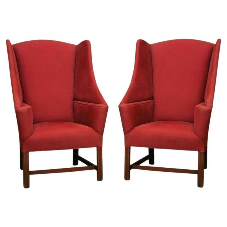 Pair of Stylised Porter's Wingback Armchairs