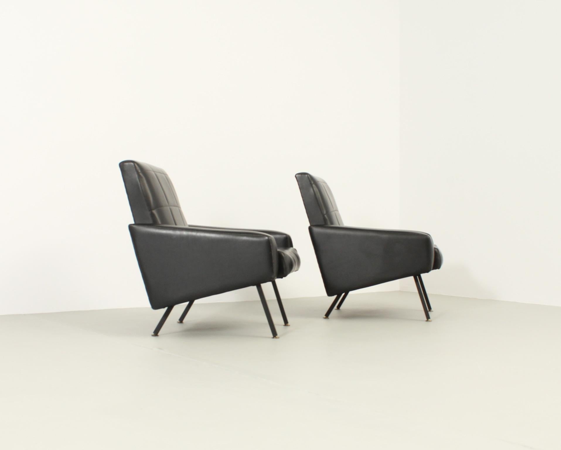 Pair of Stylish Armchairs by Meurop, Belgium, 1950's 6