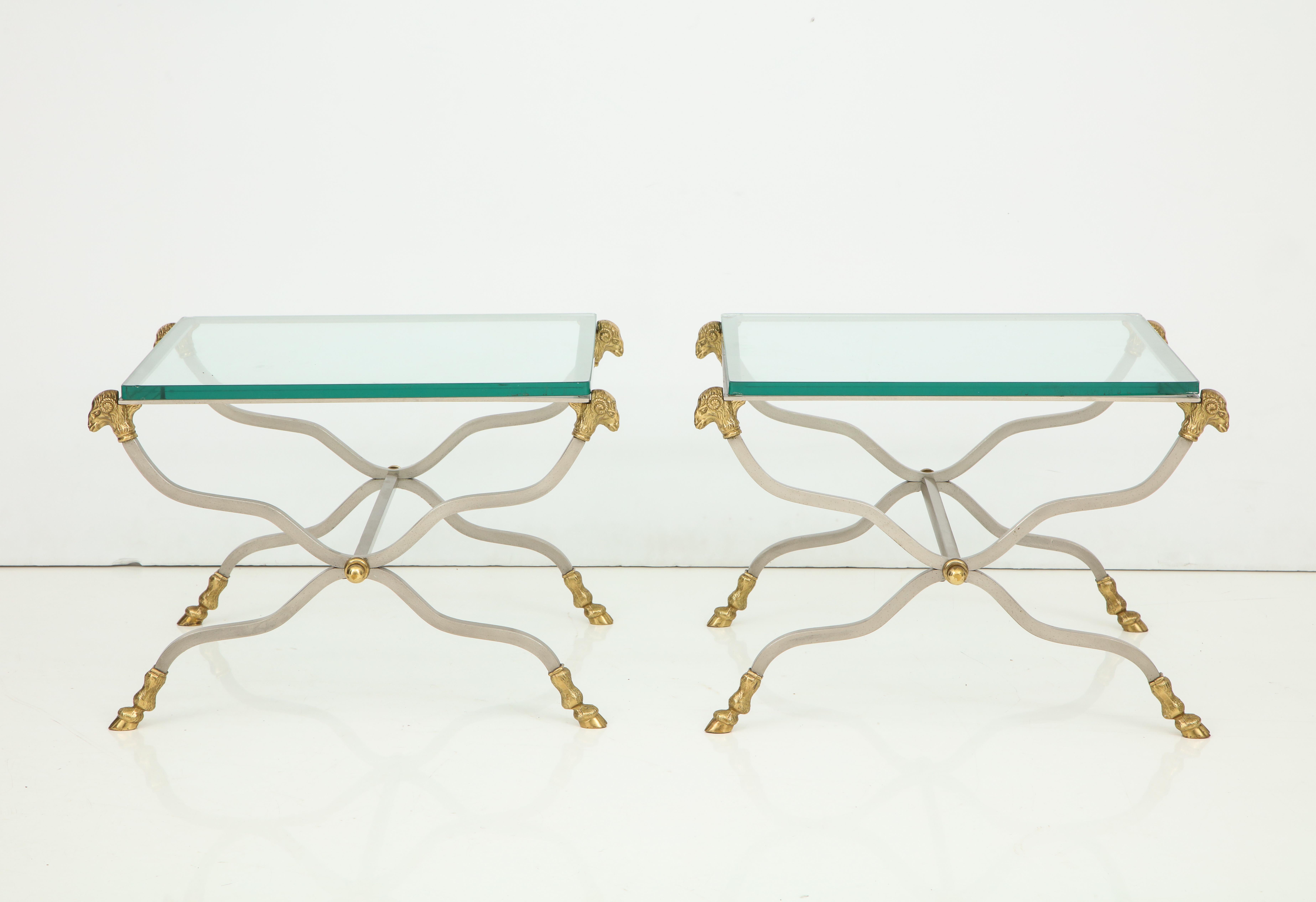 Pair of Stylish Brass End Tables For Sale 7