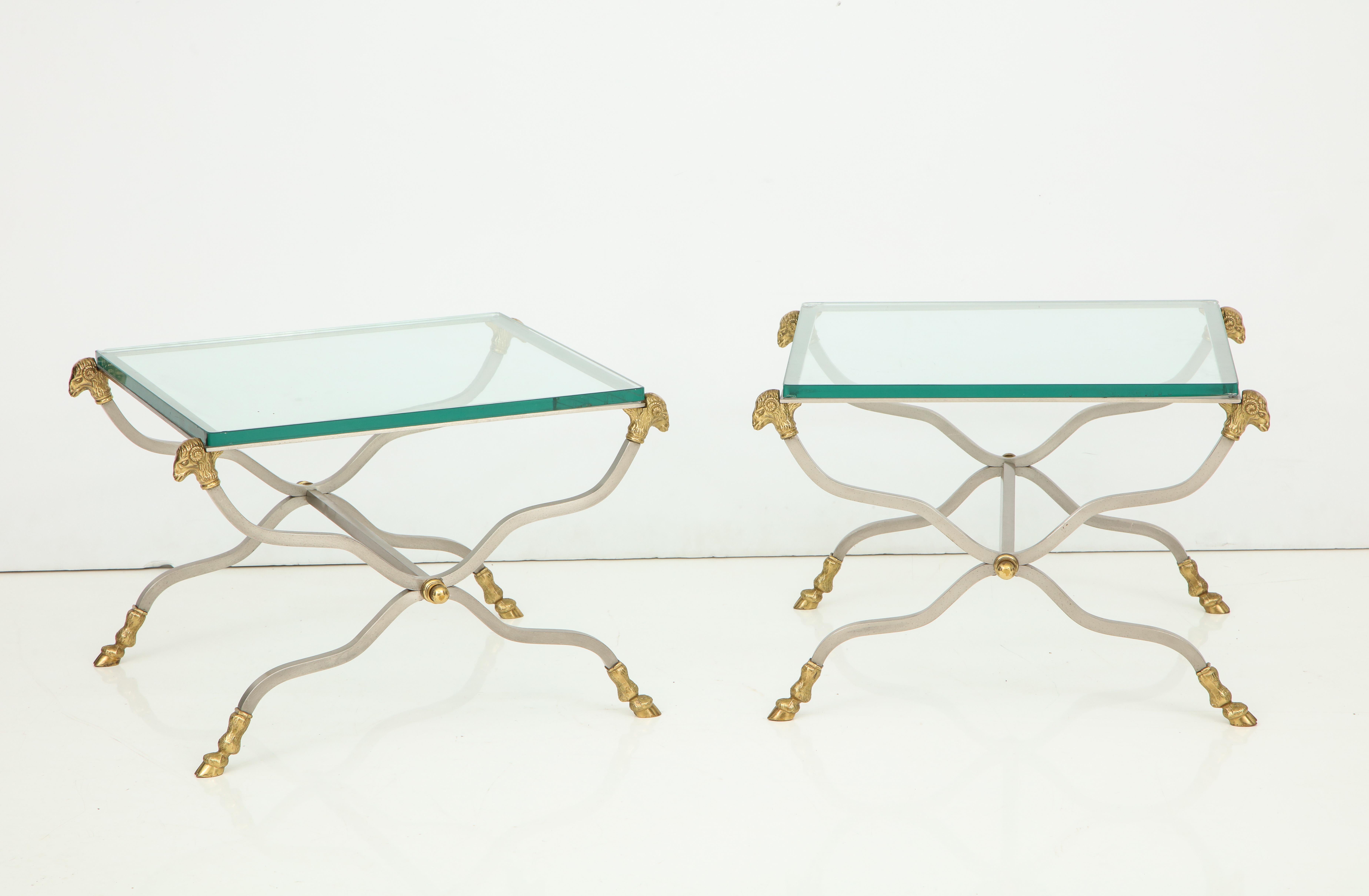 Pair of Stylish Brass End Tables For Sale 8