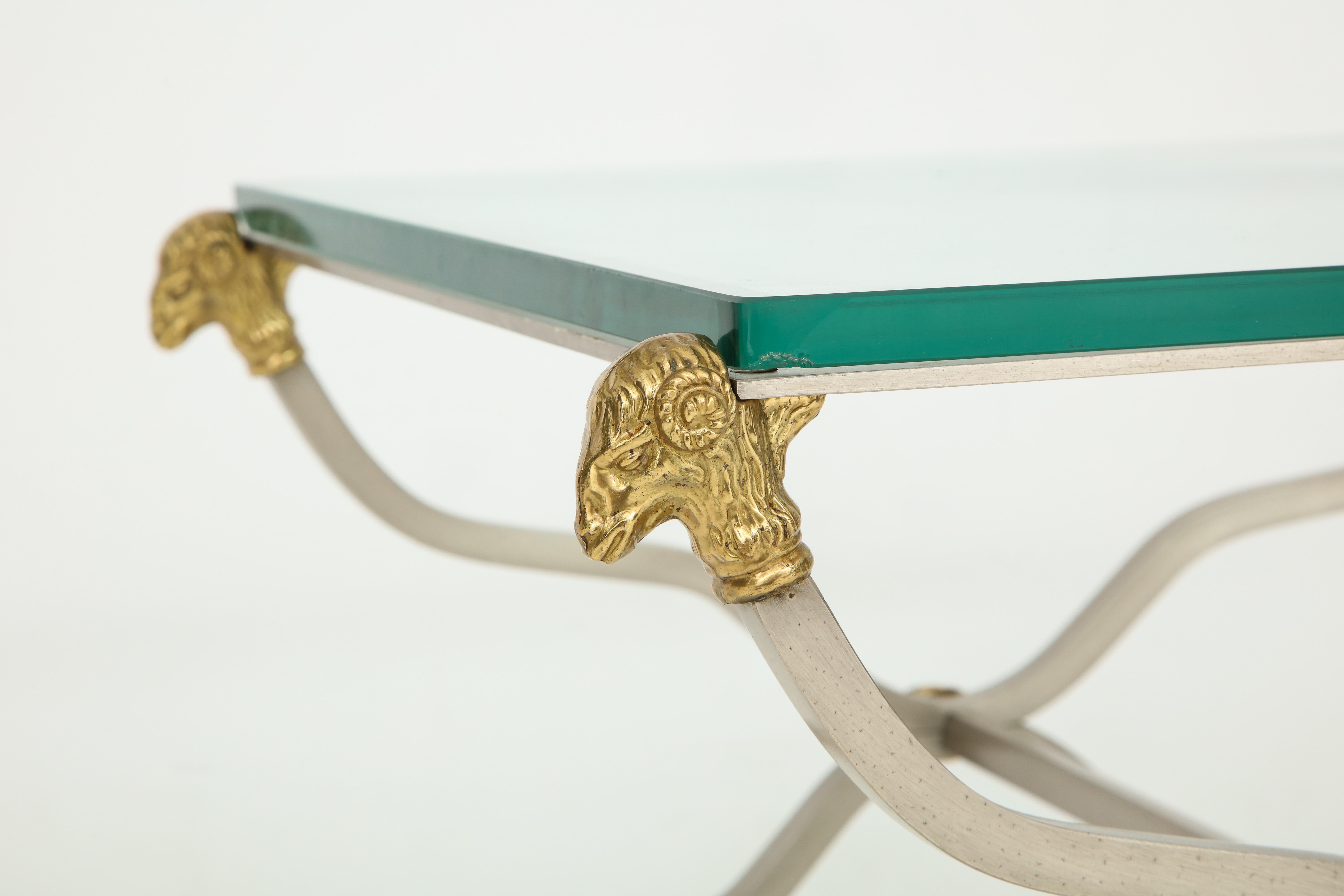 Pair of Stylish Brass End Tables For Sale 1