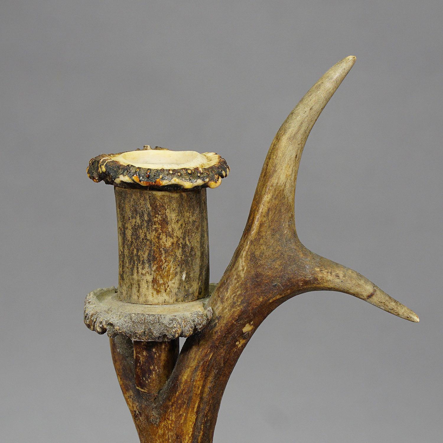 Pair of Stylish Cabin Decor Antler Candle Holders, Germany, ca. 1900 2