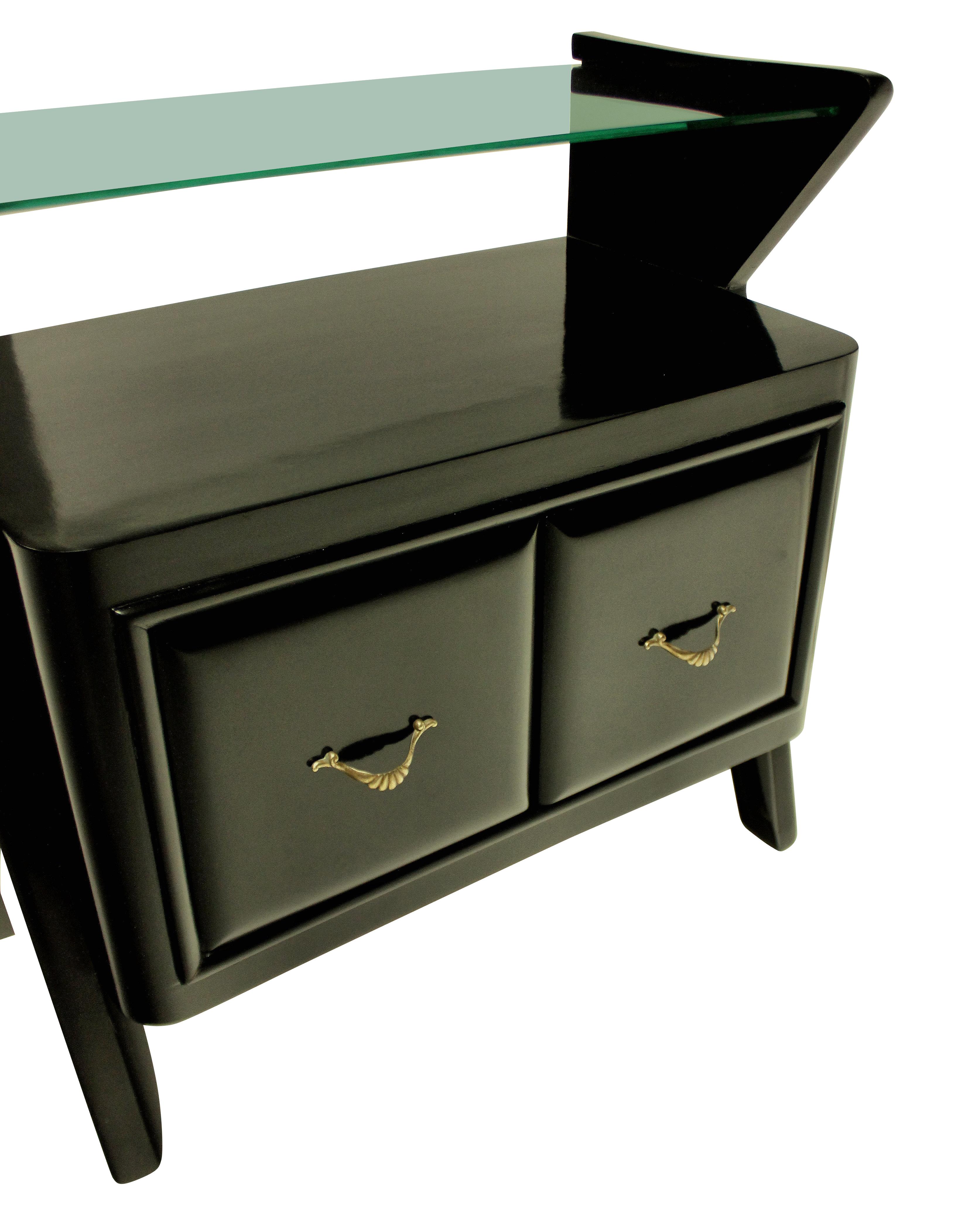 Beech Pair of Stylish Ebonized Italian Nightstands