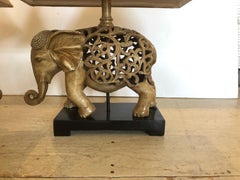 Paire de lampes éléphant élégantes avec abat-jour en daim massif