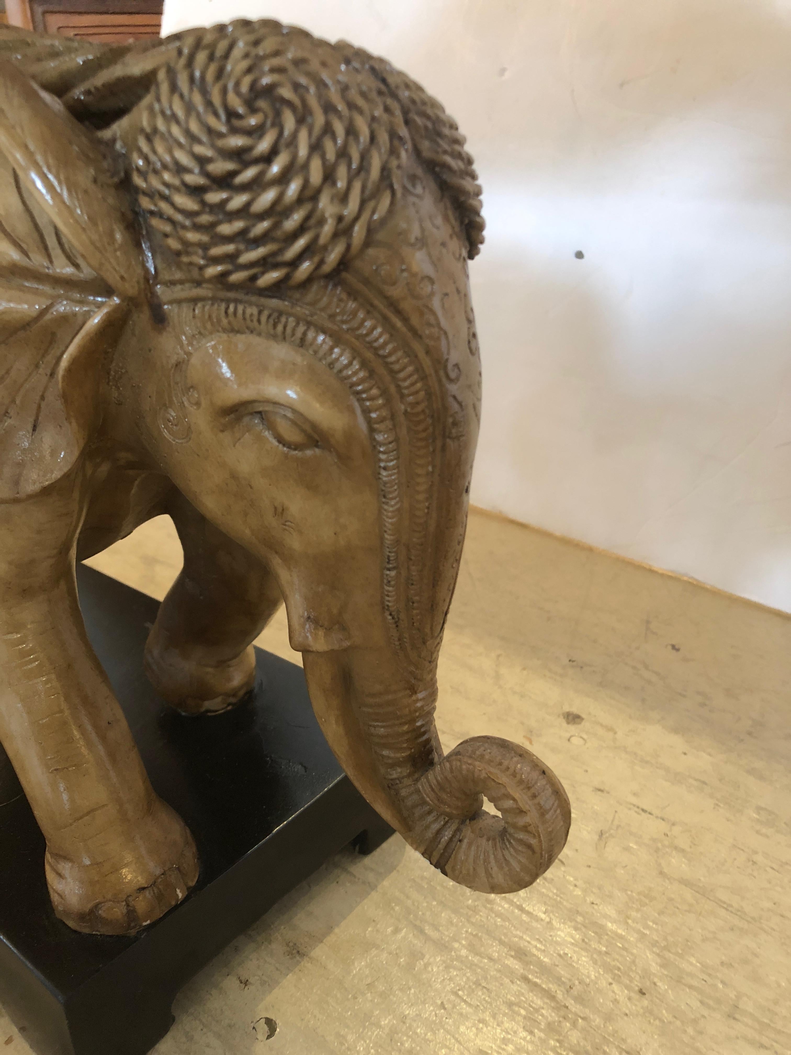 Pair of Stylish Elephant Lamps with Ultra Suede Shades In Excellent Condition In Hopewell, NJ