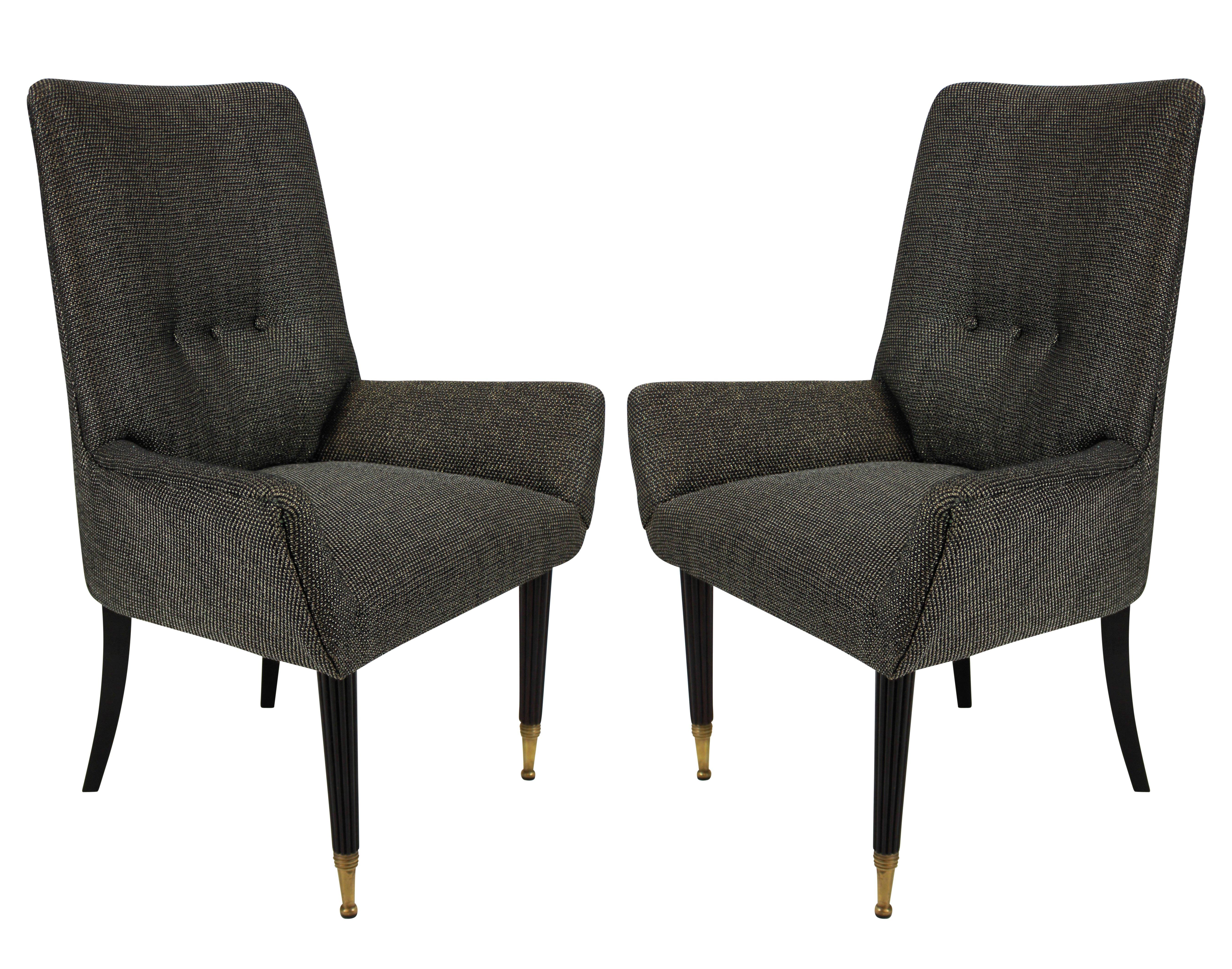 Mid-Century Modern Pair of Stylish Italian Bedroom Chairs