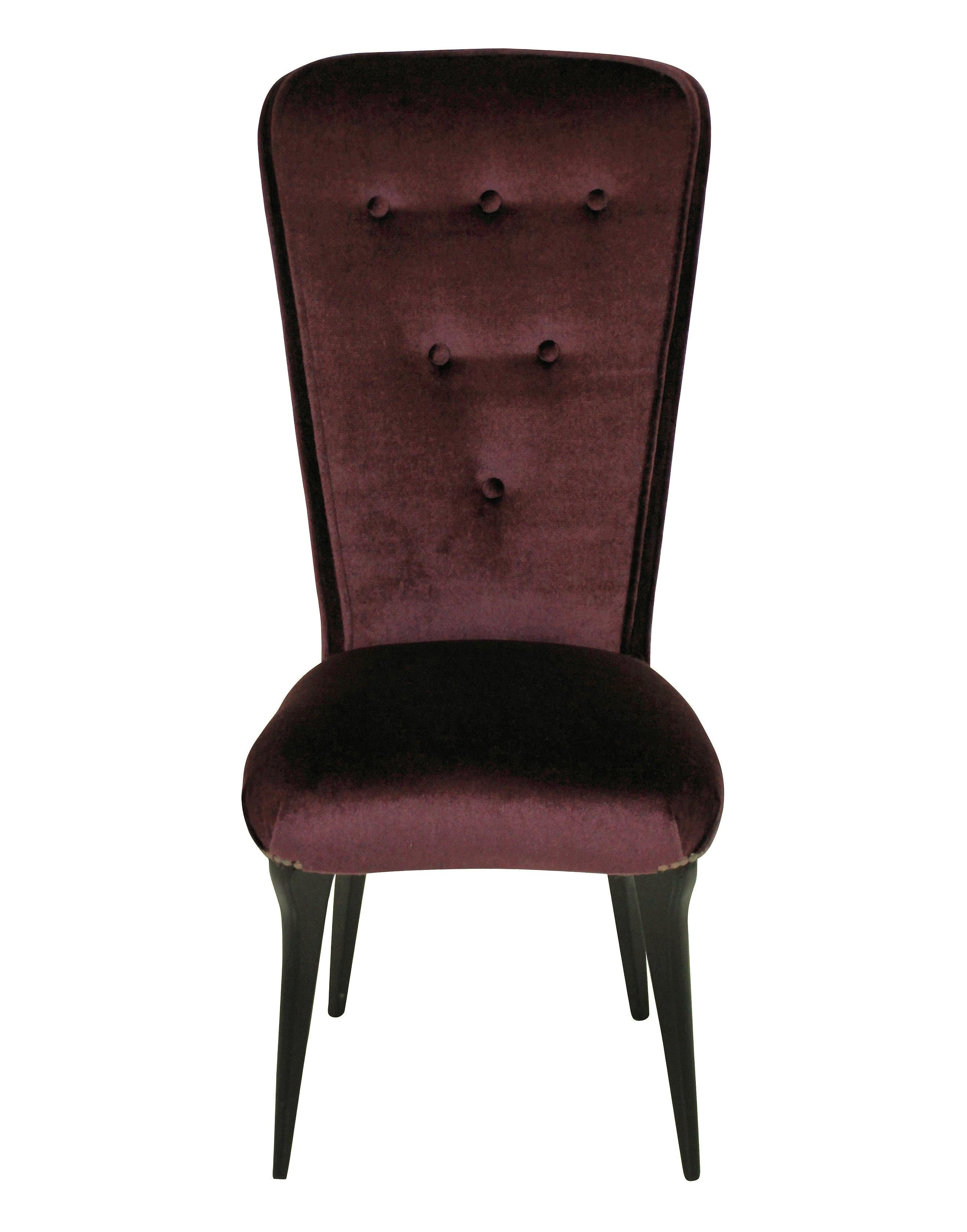 Pair of Stylish Italian Bedroom Chairs in Mohair Velvet In Good Condition In London, GB
