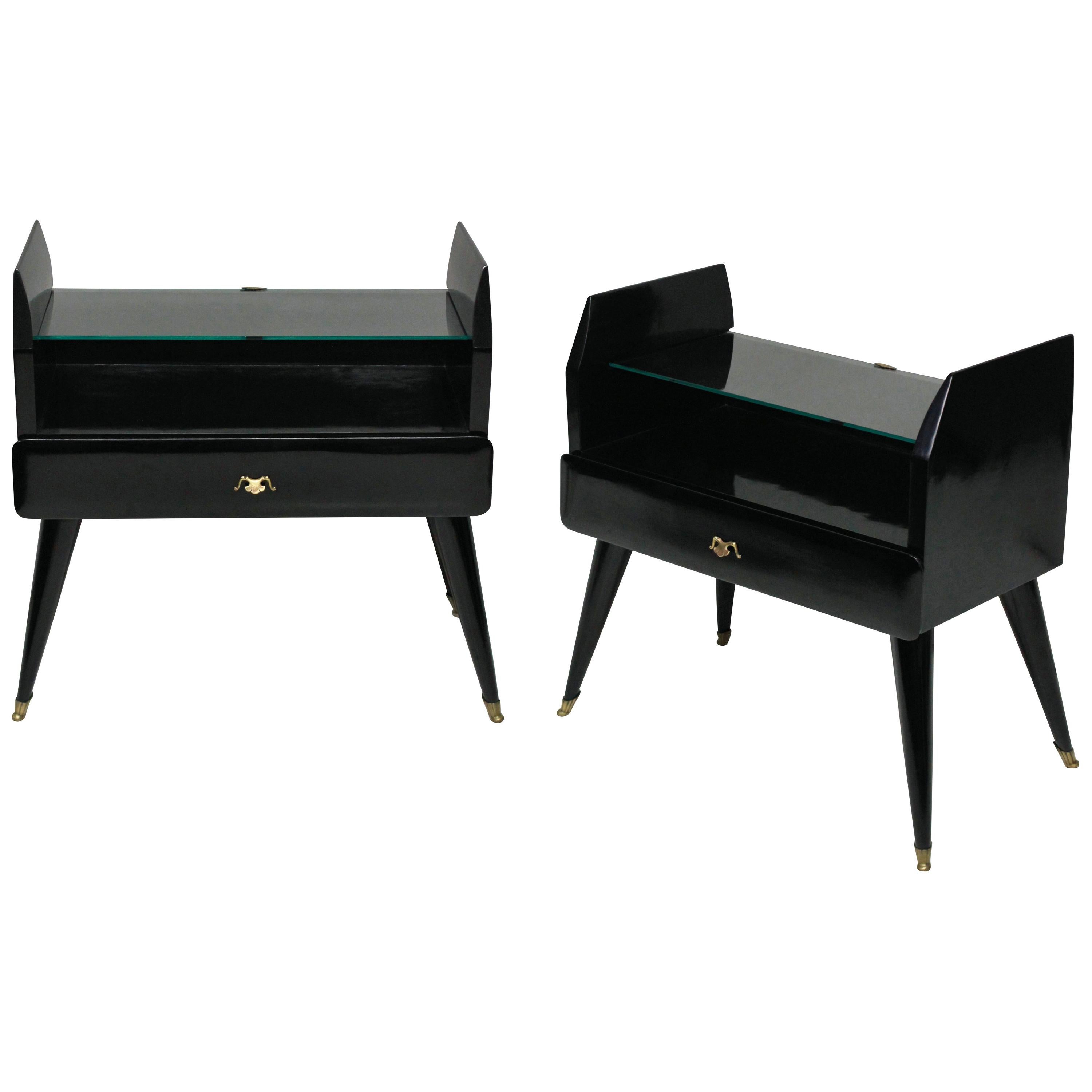 Pair Of Stylish Lacquered Nightstands