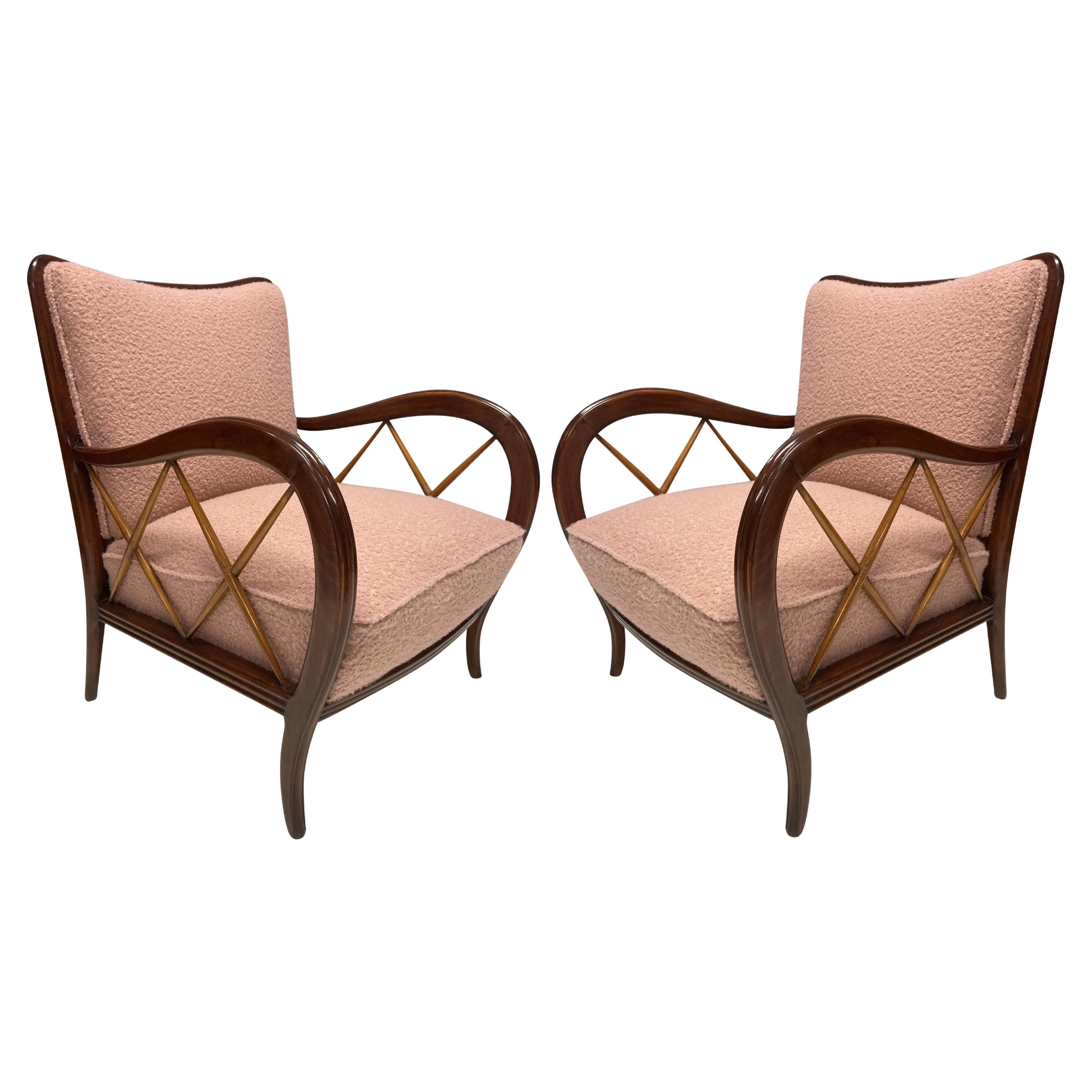 Pair of Stylish Lounge Chars by Paolo Buffa For Sale