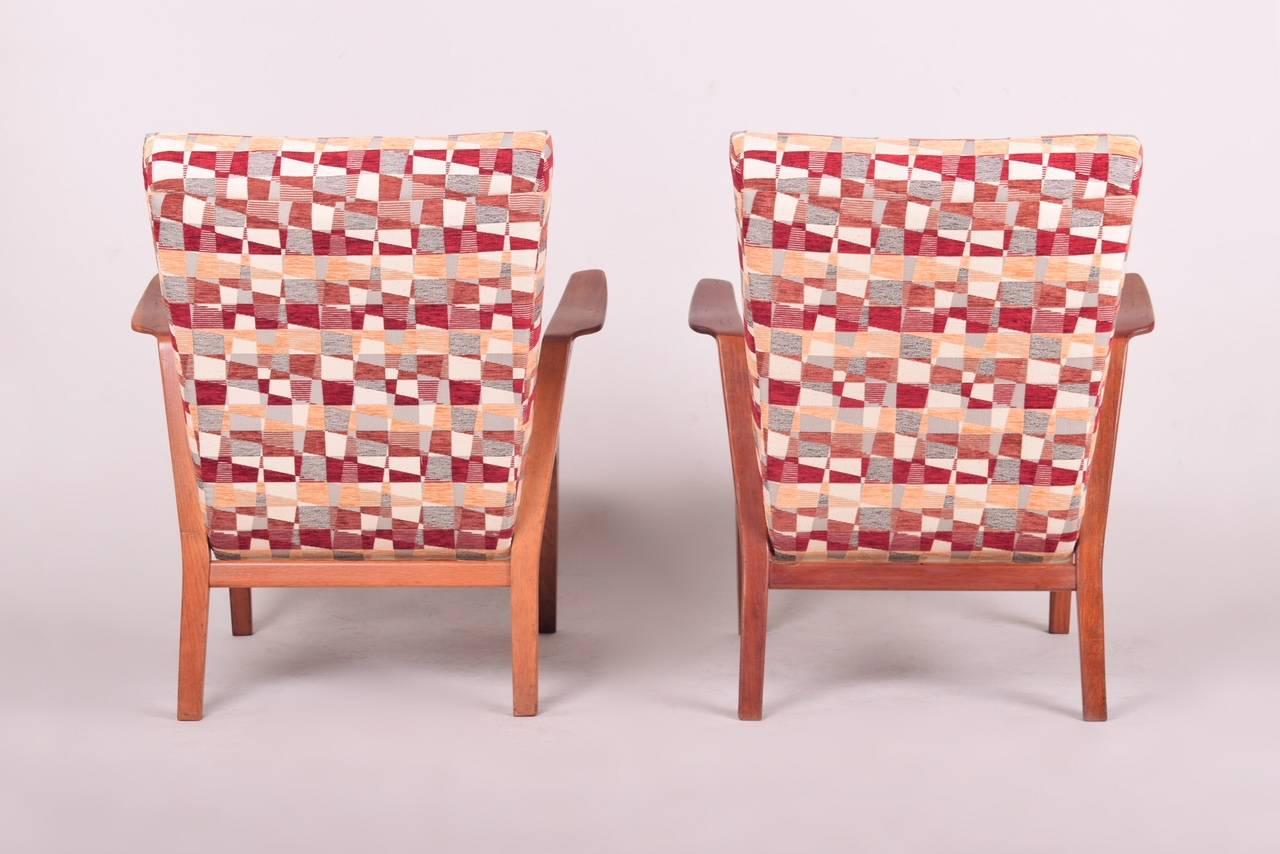 Mid-Century Modern Pair of Stylish beech armchairs by Bohumil Landsman, 1960s