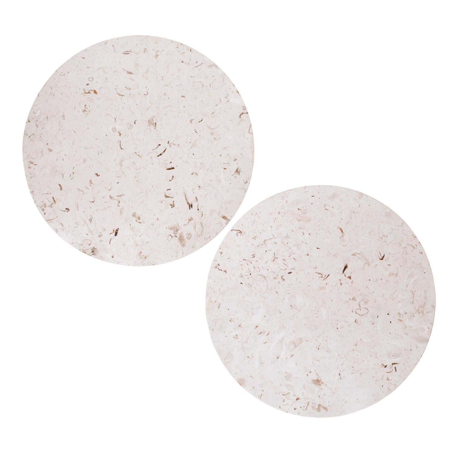 Hand-Crafted Pair of Stylish Occasional Tables with Fossilized Granite Tops 1950s For Sale
