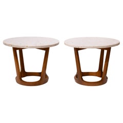 Pair of Stylish Occasional Tables with Fossilized Granite Tops 1950s